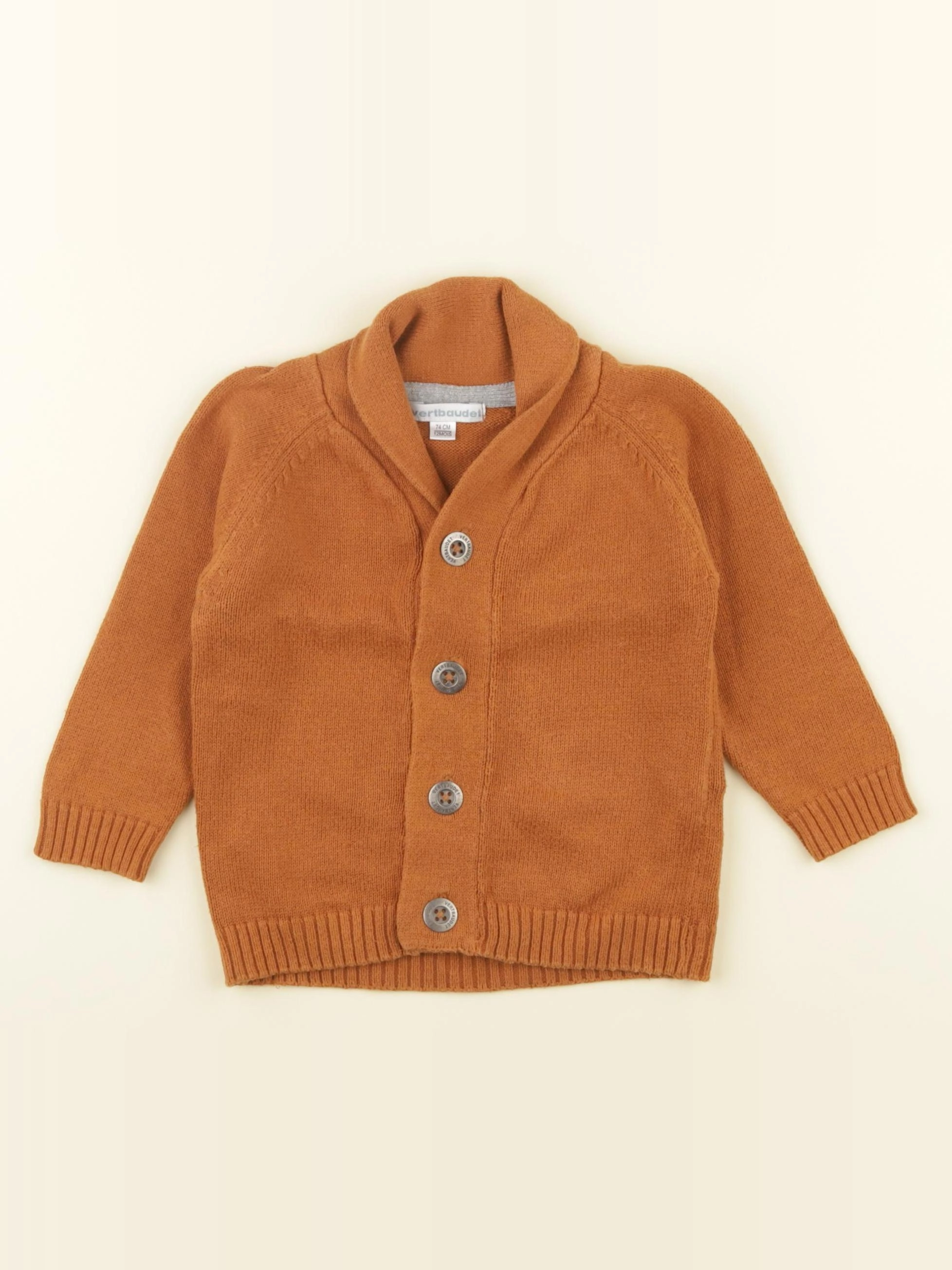 Vertbaudet - gilet marron - 12 mois