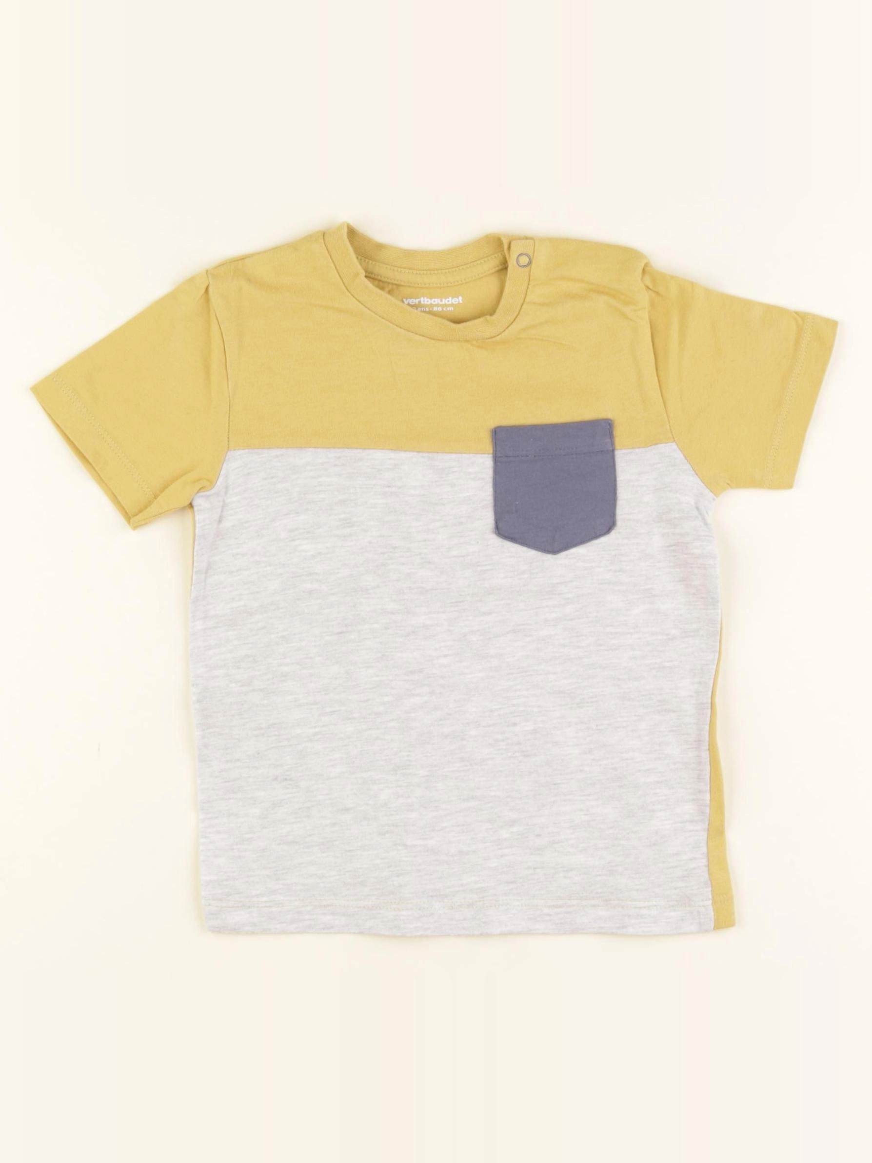 Vertbaudet - tee-shirt imprimé au dos gris, jaune - 2 ans