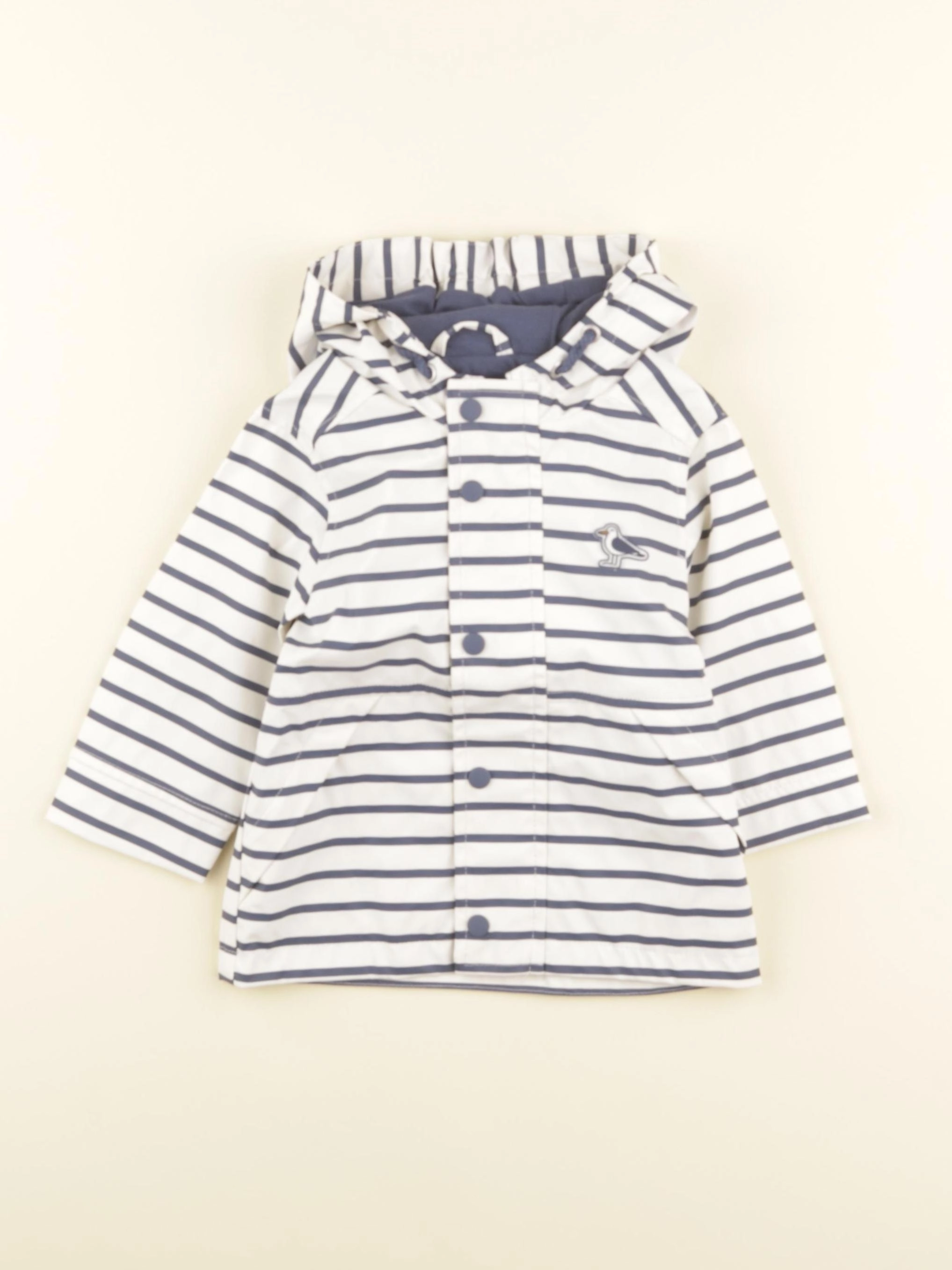 Vertbaudet - imperméable bleu, blanc - 9 mois