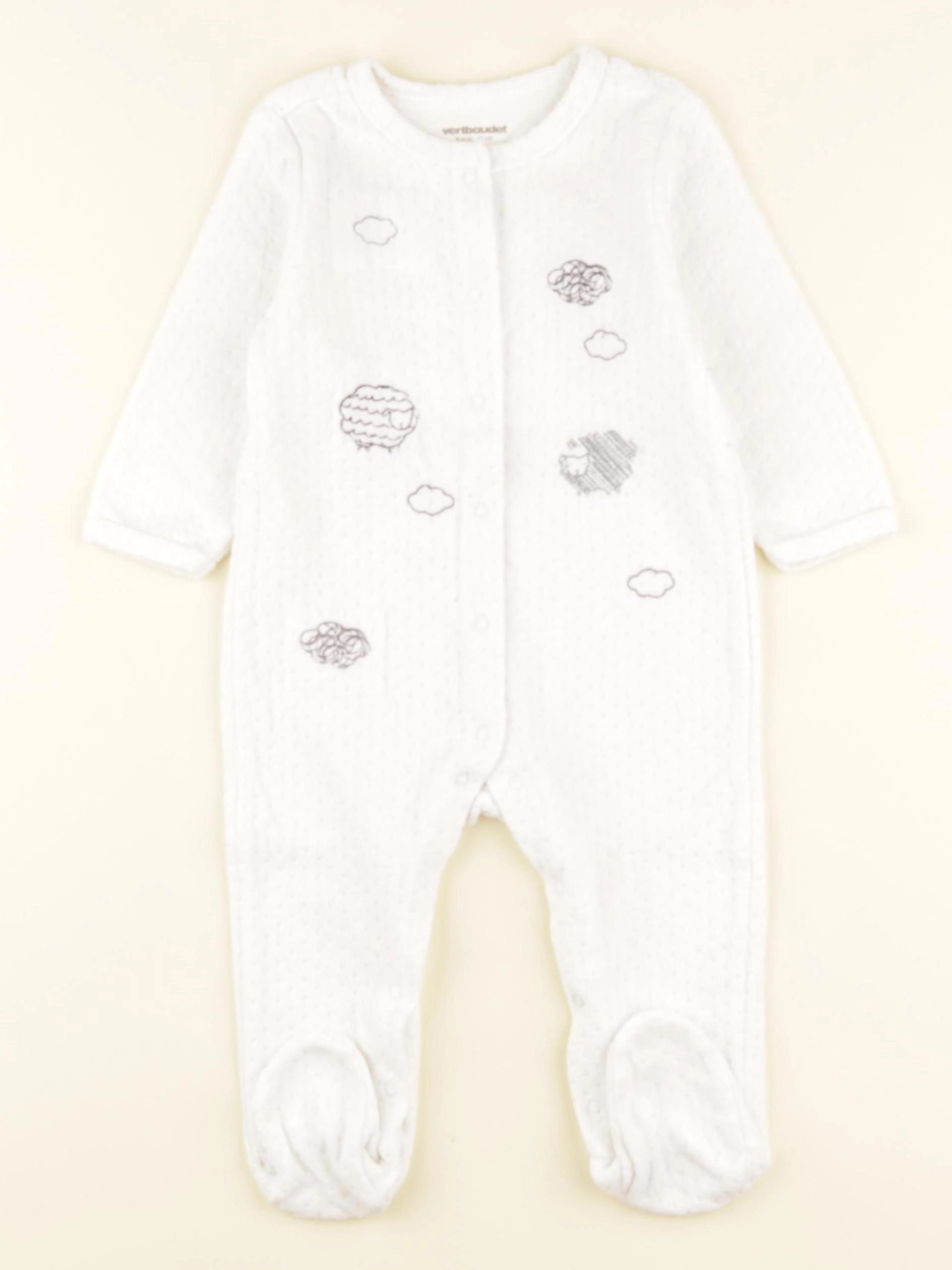 Vertbaudet - pyjama velours blanc - 9 mois