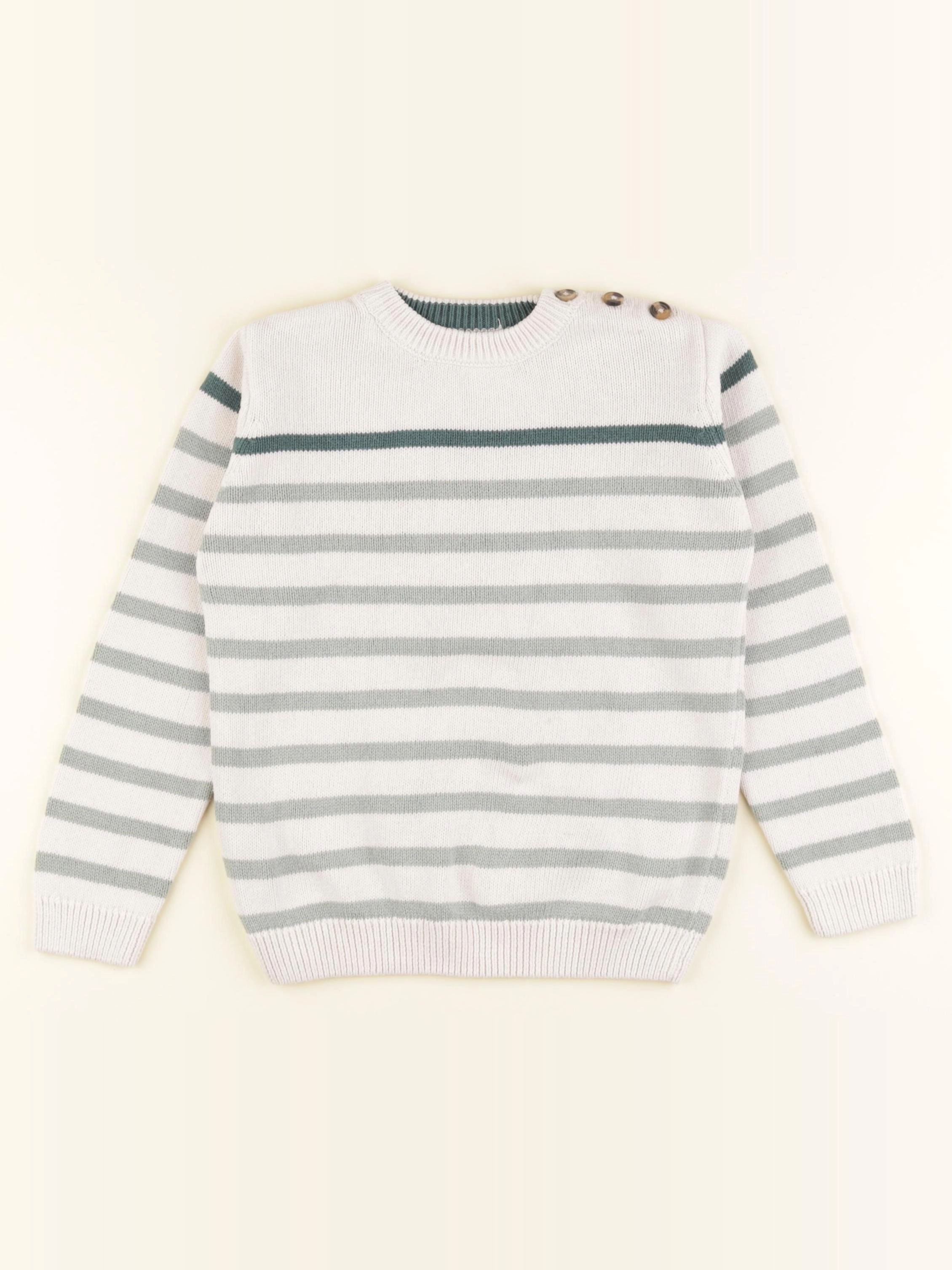 Eden & Victor - pull blanc, vert - 6 ans
