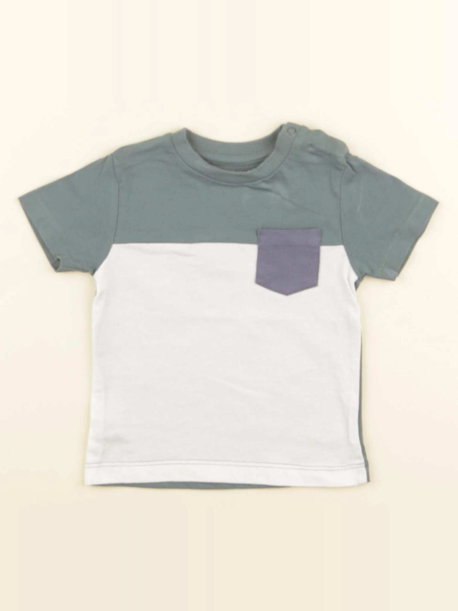 Vertbaudet - tee-shirt vert, blanc - 6 mois