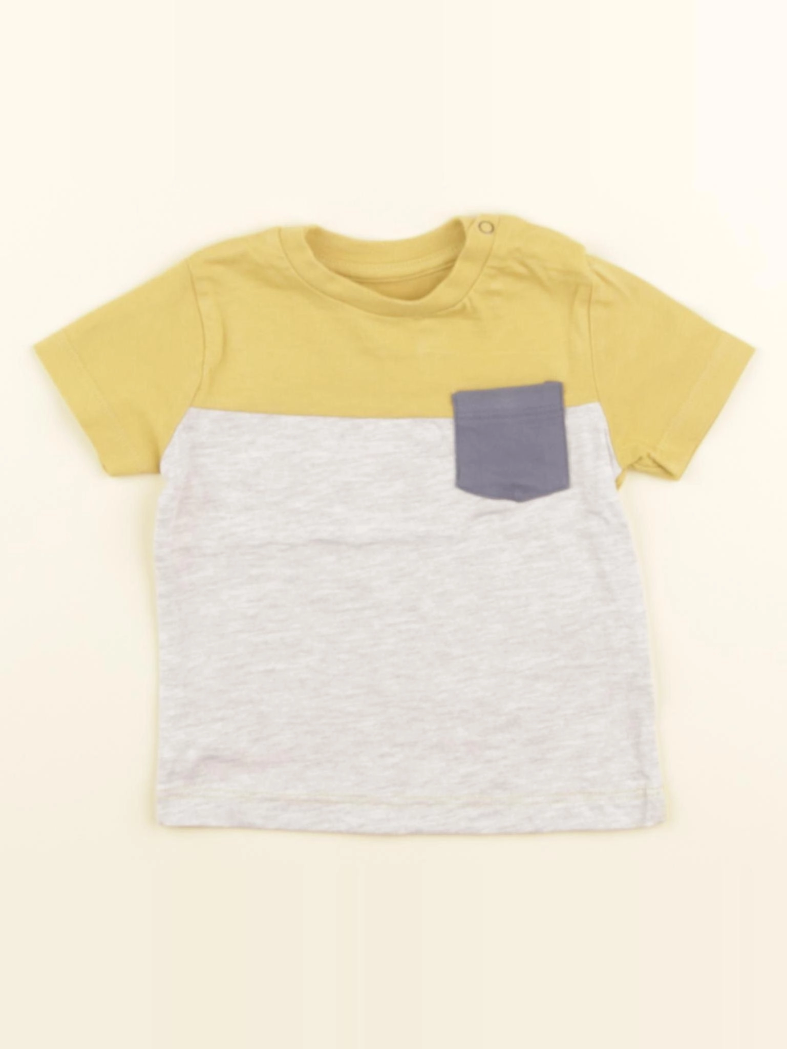 Vertbaudet - tee-shirt jaune, gris - 6 mois