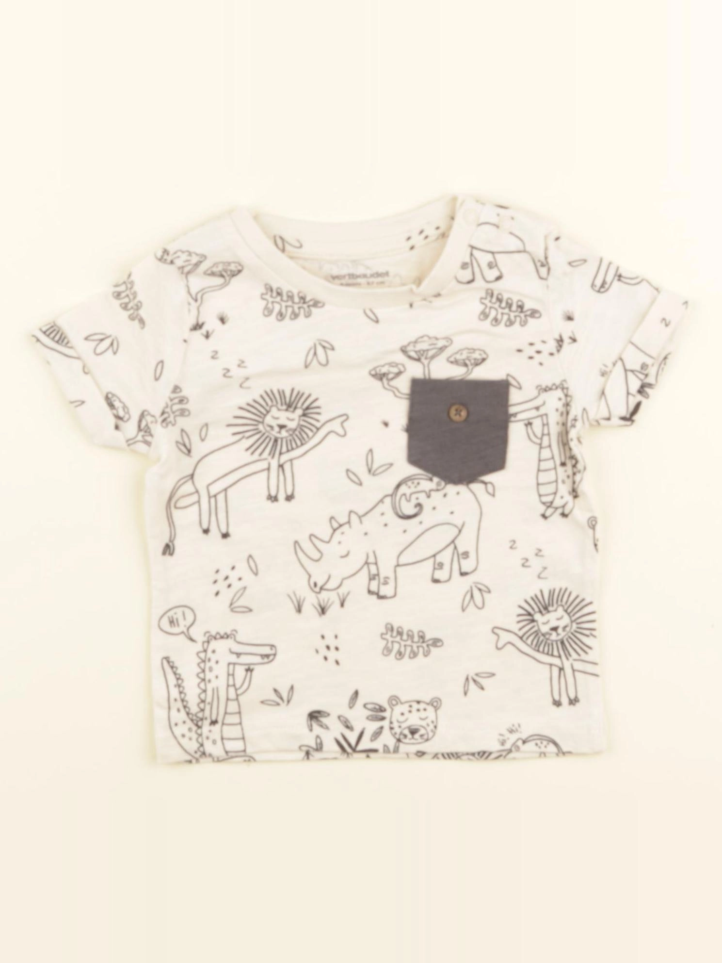 Vertbaudet - tee-shirt beige, noir - 6 mois