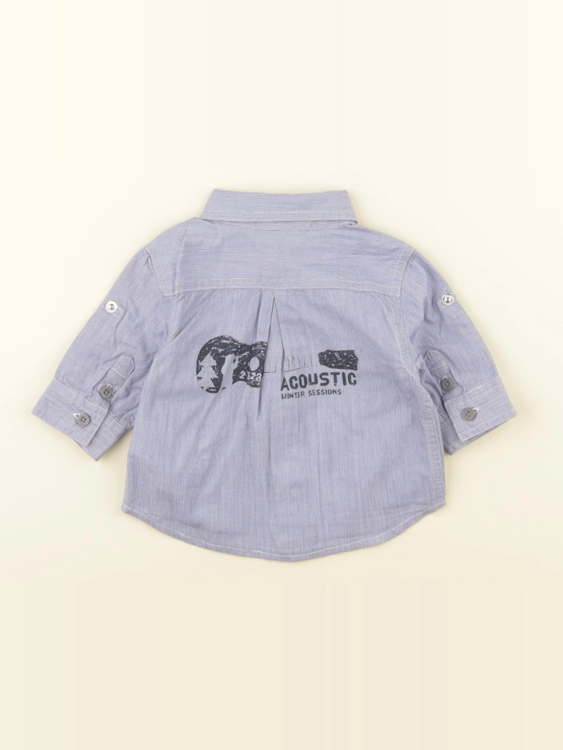 Vertbaudet - chemise imprimé au dos bleu - 3 mois