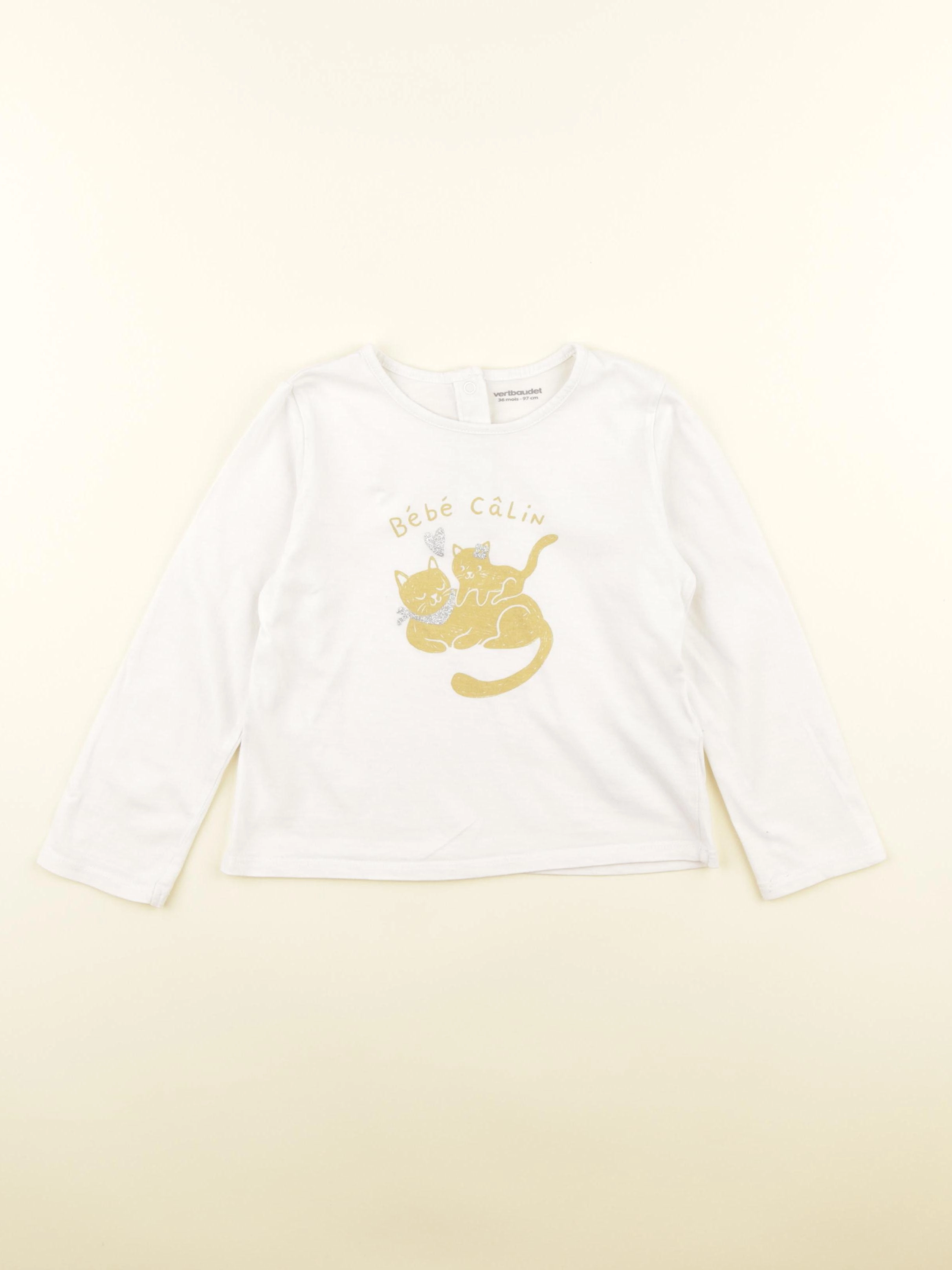 Vertbaudet - tee-shirt blanc - 36 mois