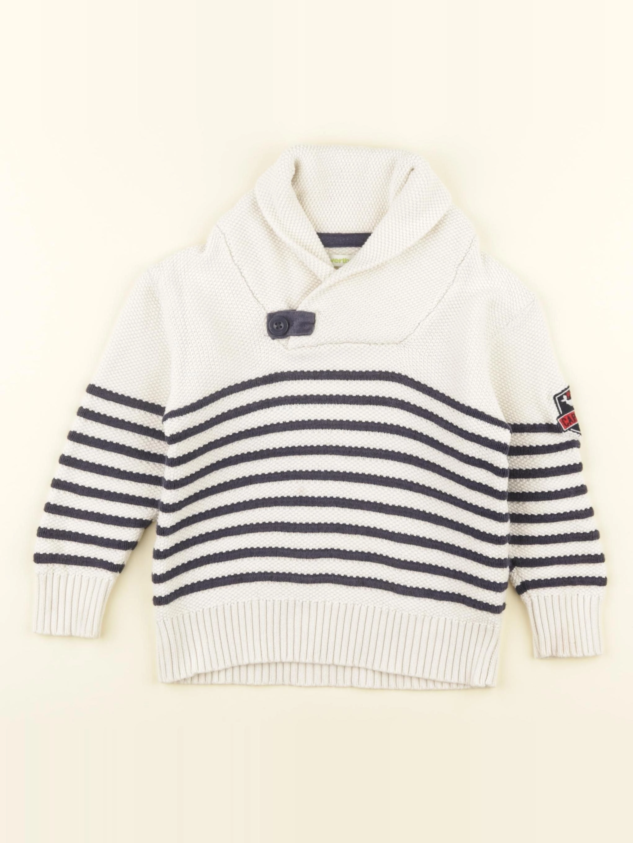 Vertbaudet - pull blanc, bleu - 6 ans