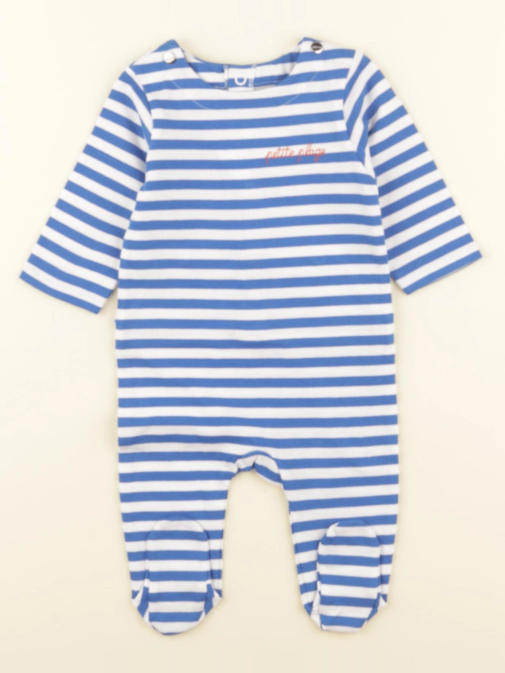 Jacadi - pyjama coton blanc, bleu - 3 mois
