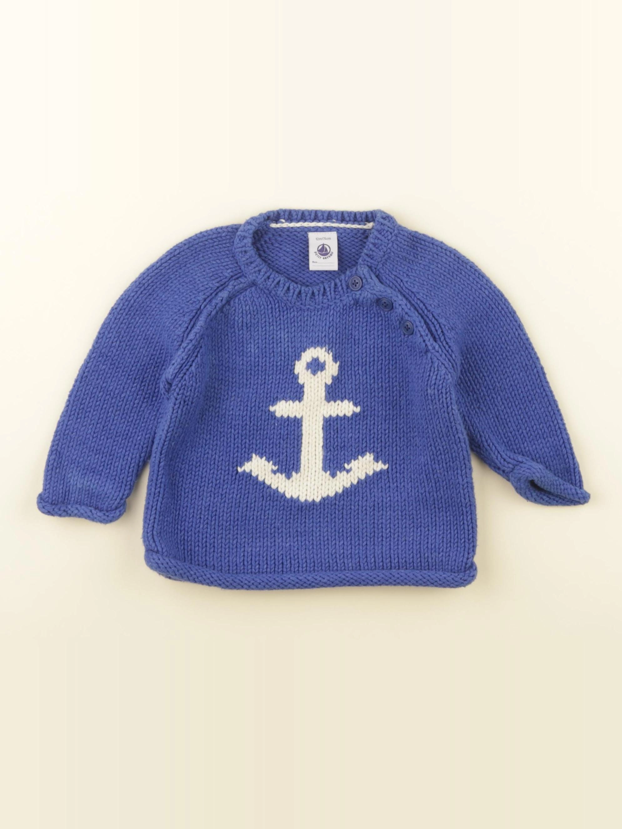 Petit Bateau - pull bleu - 12 mois