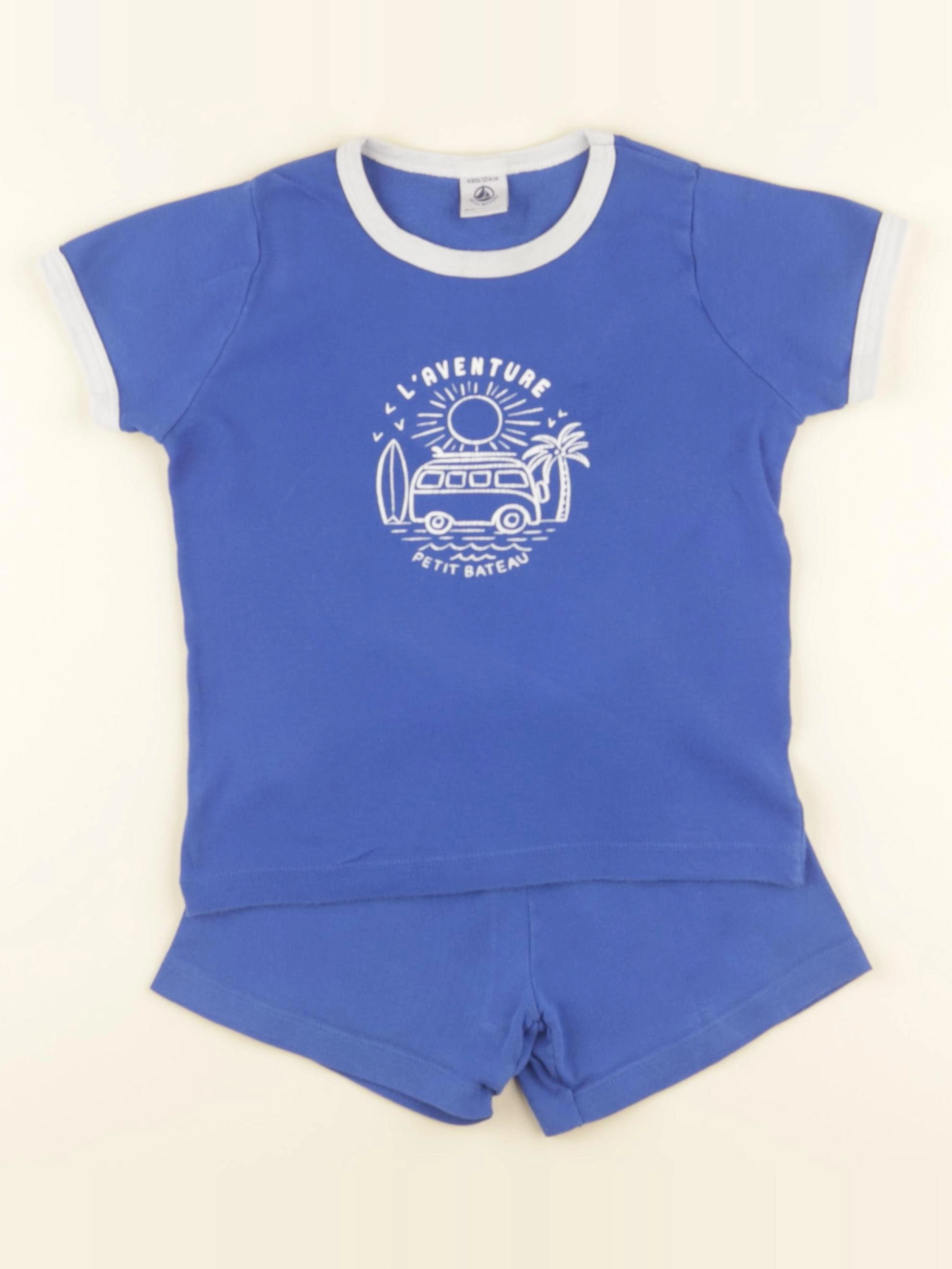 Petit Bateau - pyjama coton bleu - 4 ans