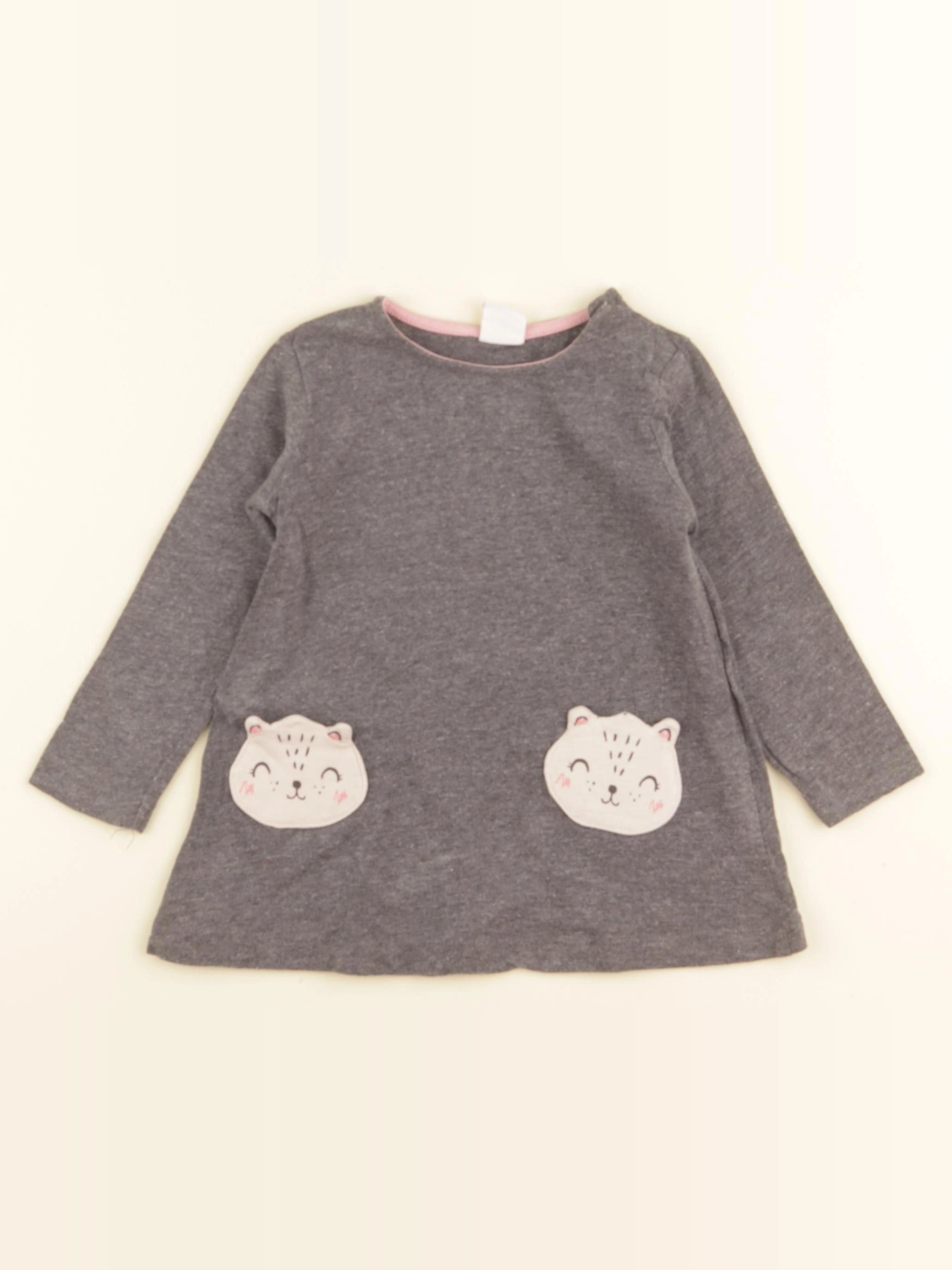 H&M - robe gris - 9/12 mois