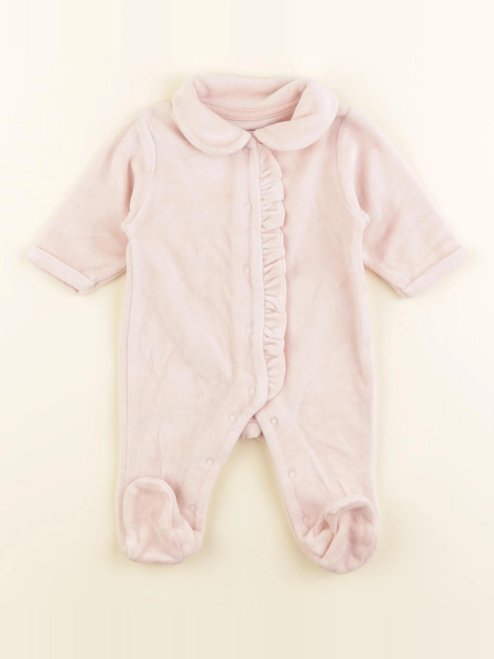 Vertbaudet - pyjama velours rose - 1 mois