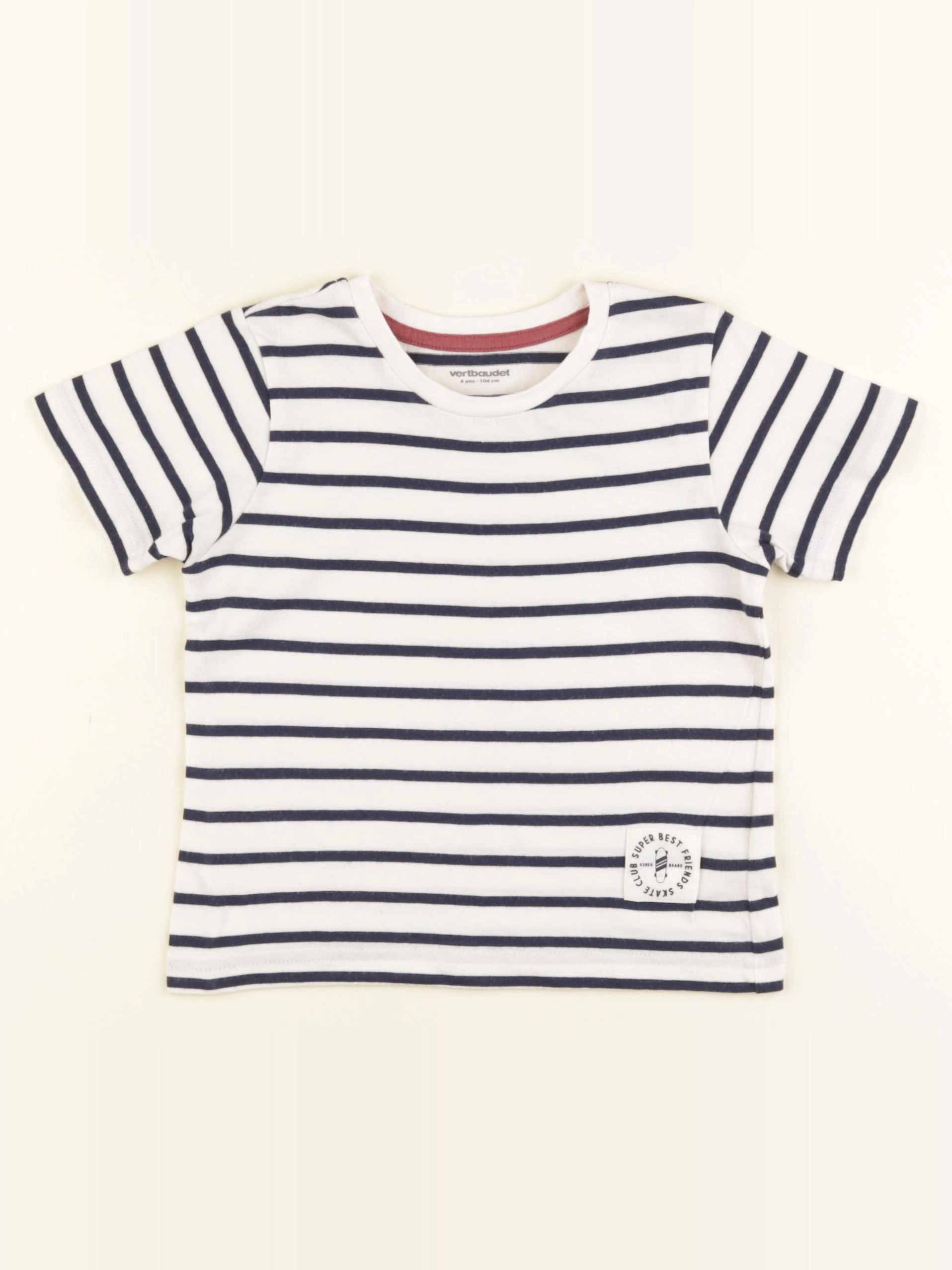Vertbaudet - tee-shirt beige, bleu - 4 ans