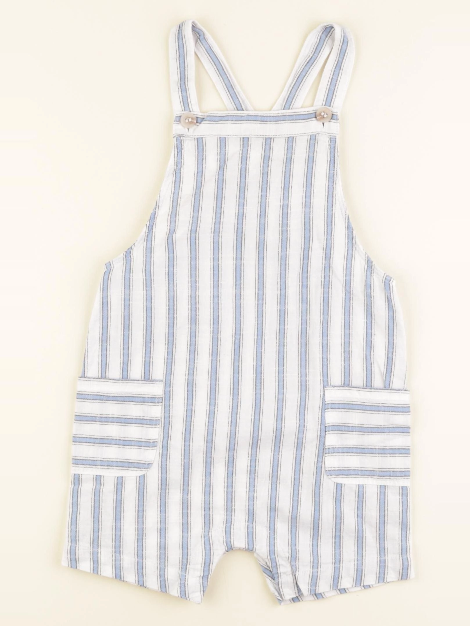 H&M - salopette blanc, bleu - 9/12 mois