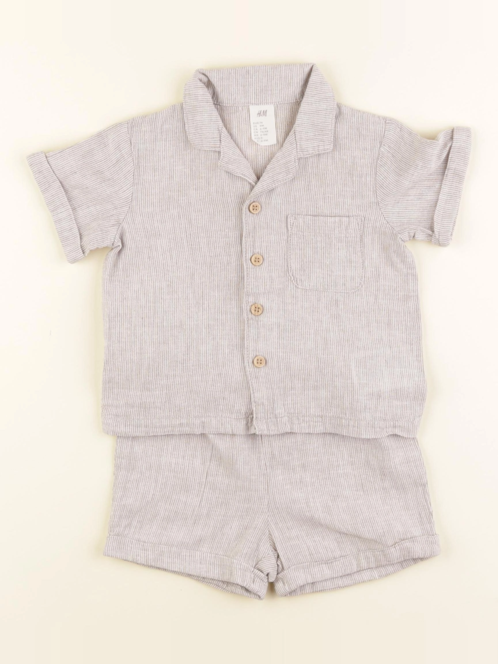 H&M - ensemble marron - 6/9 mois