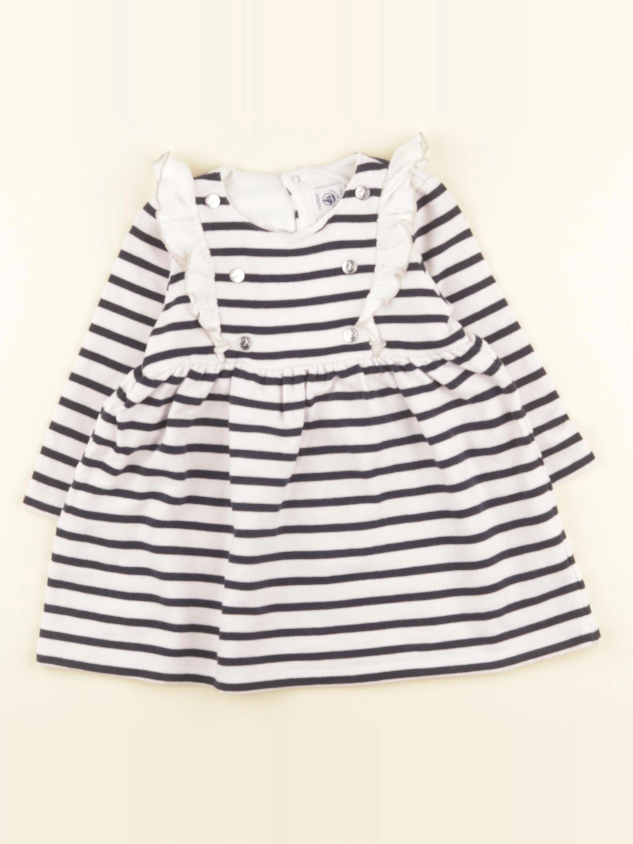 Petit Bateau - robe blanc, bleu - 24 mois