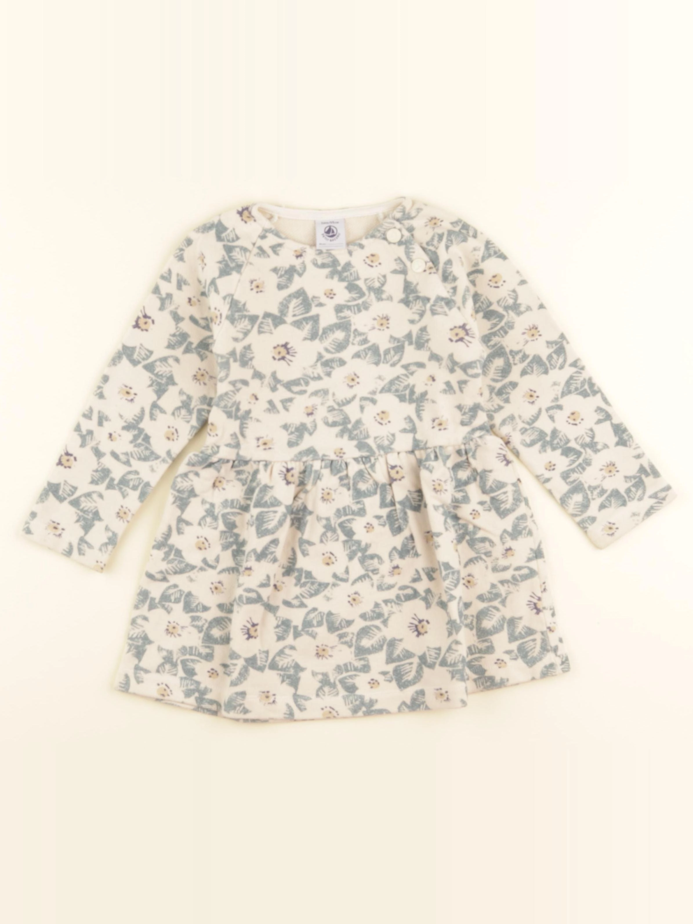 Petit Bateau - robe vert, beige - 3 ans