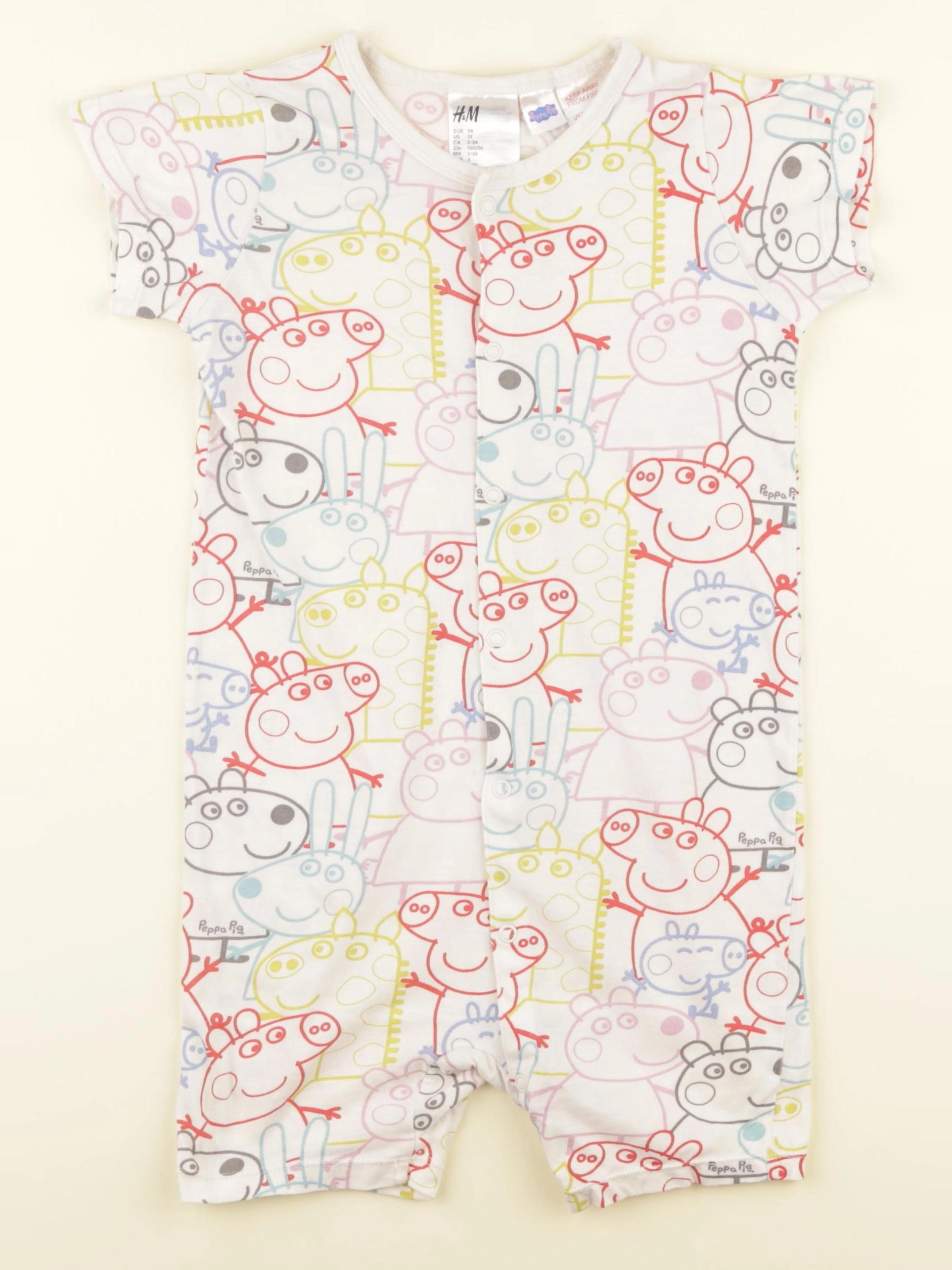 H&M - pyjama coton blanc, multicolore - 2/3 ans