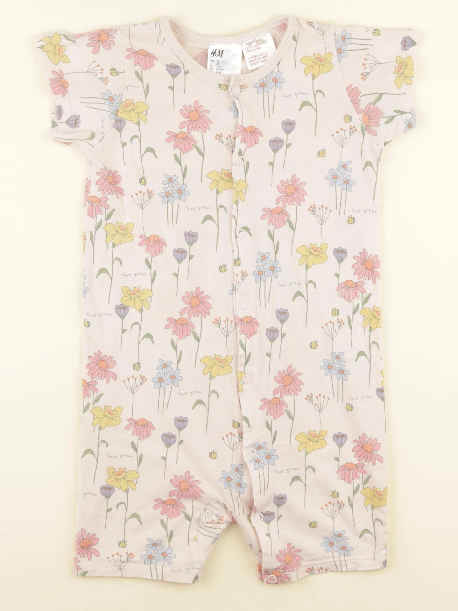 H&M - pyjama coton rose - 2/3 ans