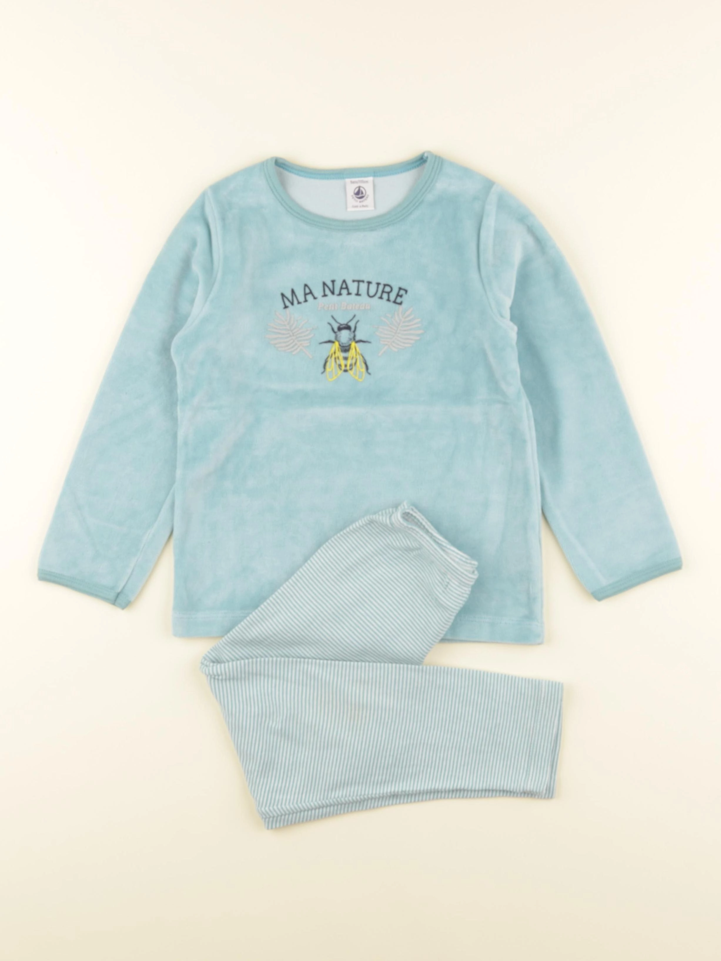 Petit Bateau - pyjama velours vert - 5 ans