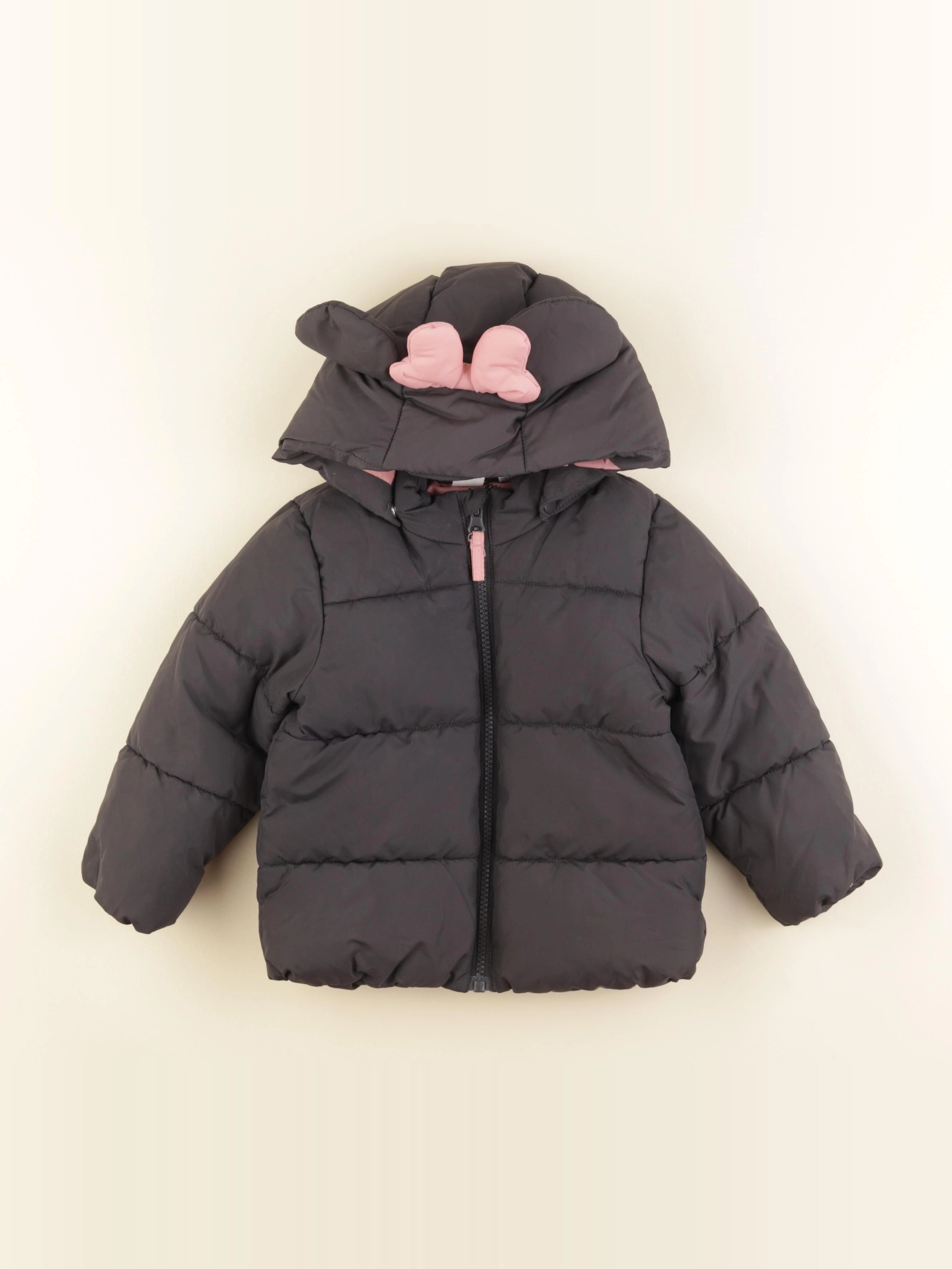 H&M - doudoune gris, rose - 12/18 mois