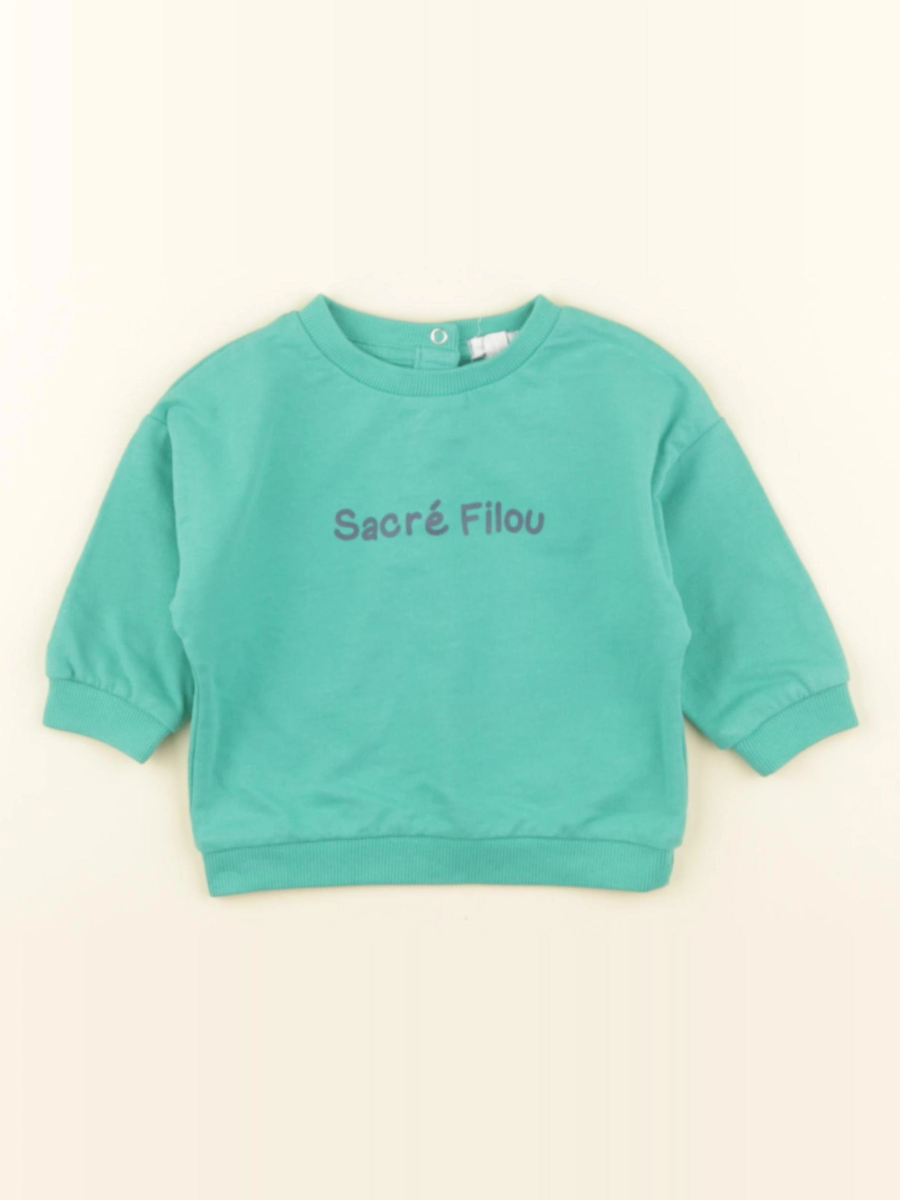 Vertbaudet - sweat vert - 9 mois