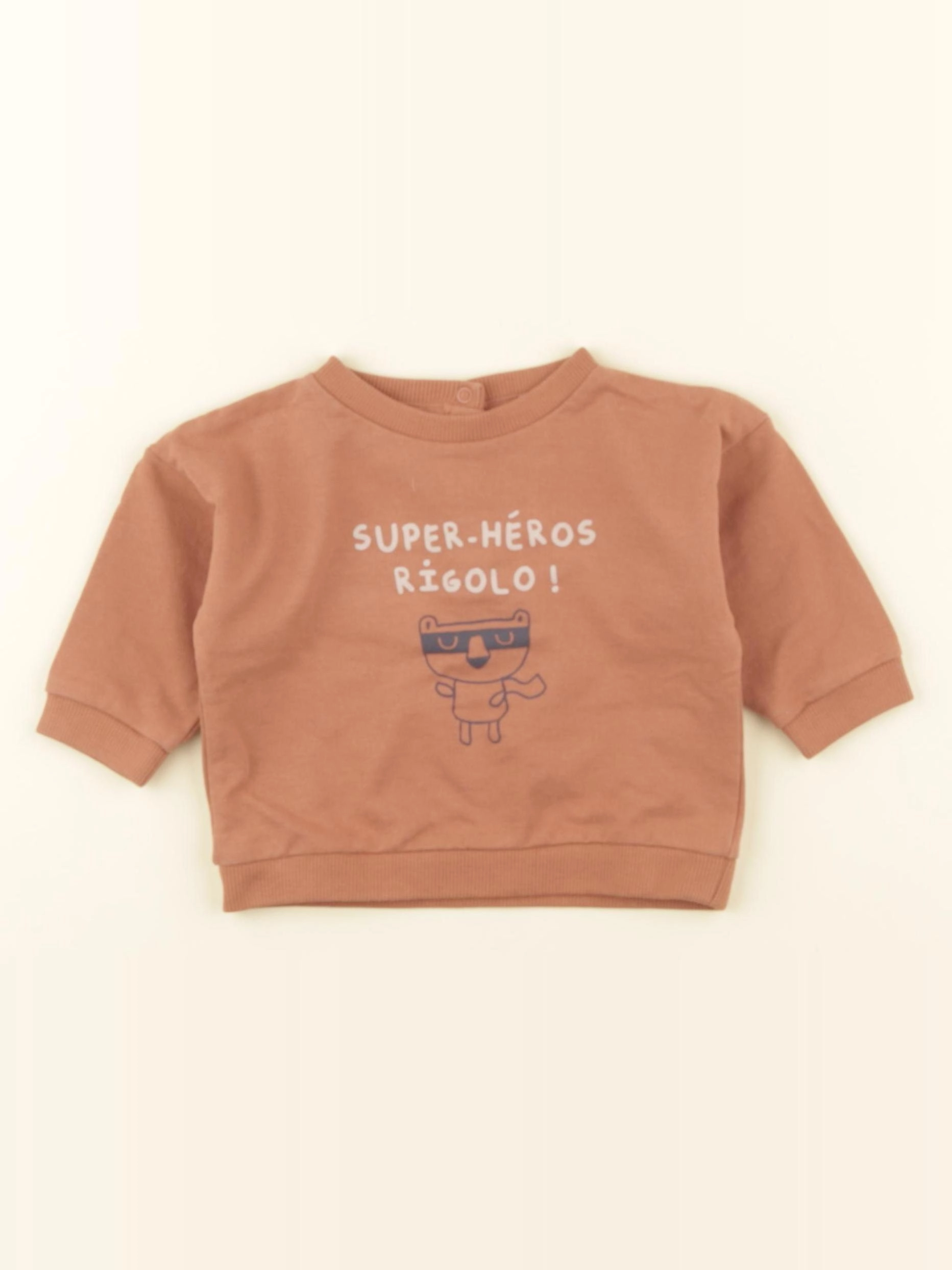 Vertbaudet - sweat marron - 9 mois