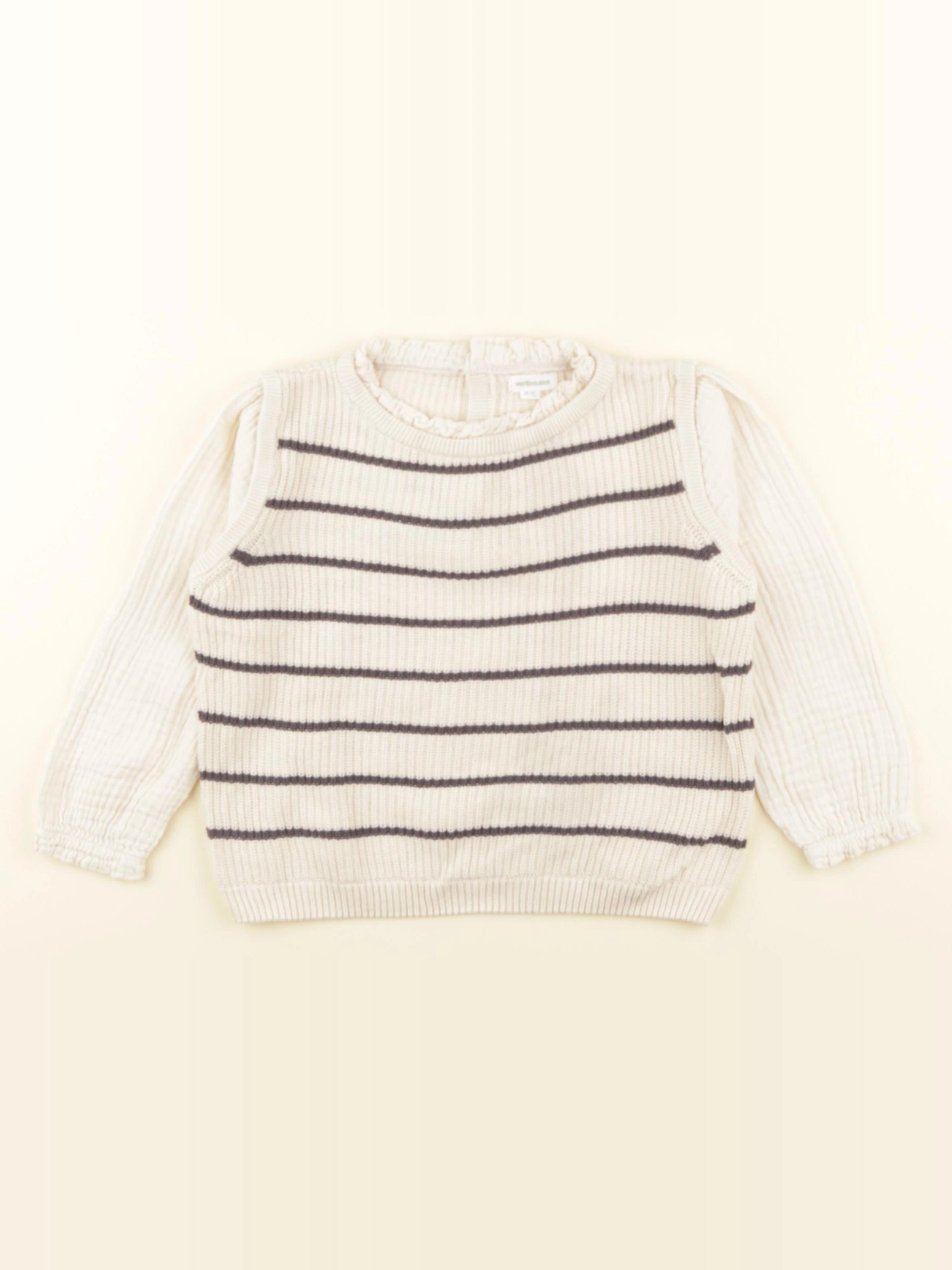 Vertbaudet - pull beige - 3 ans