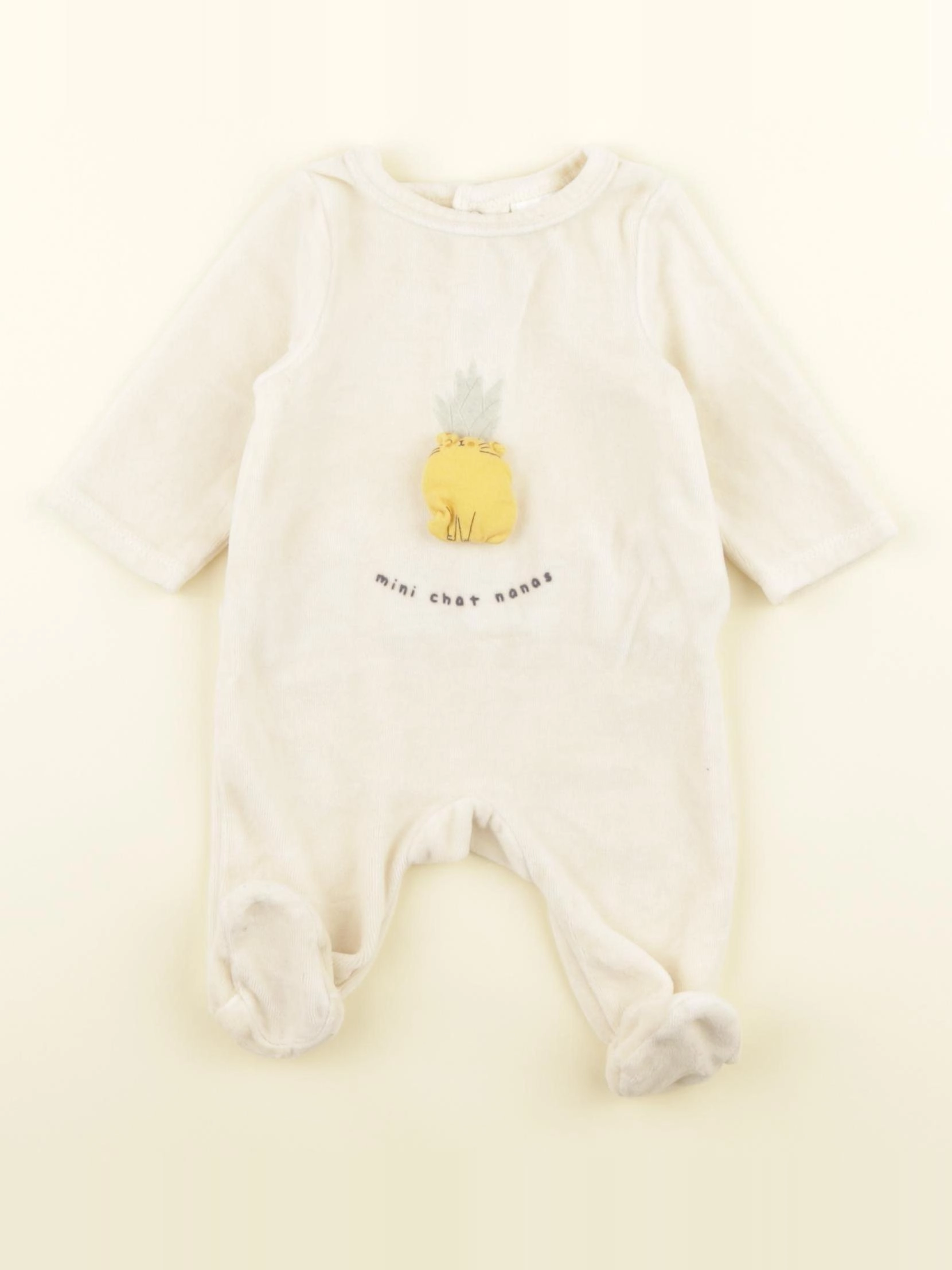 Tape à l'oeil - pyjama velours jaune - 1 mois