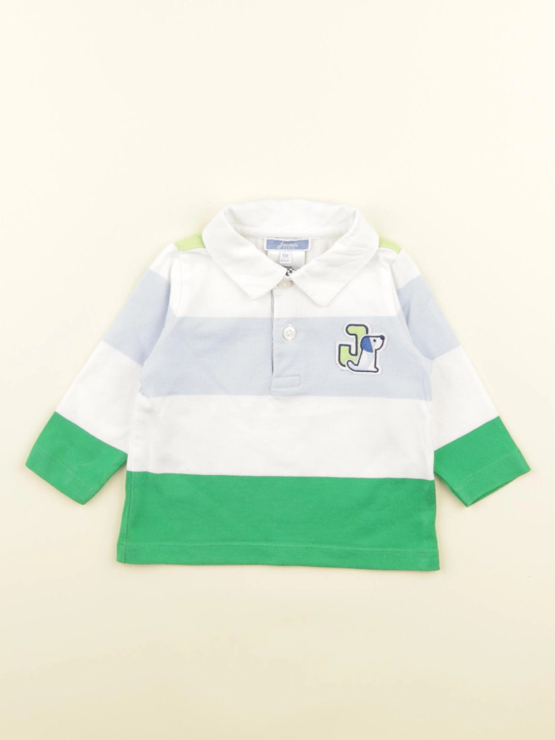 Jacadi - polo blanc, bleu - 6 mois