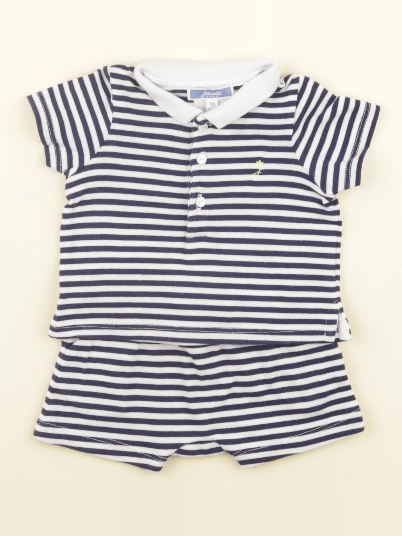 Jacadi - ensemble bleu, blanc - 3 mois