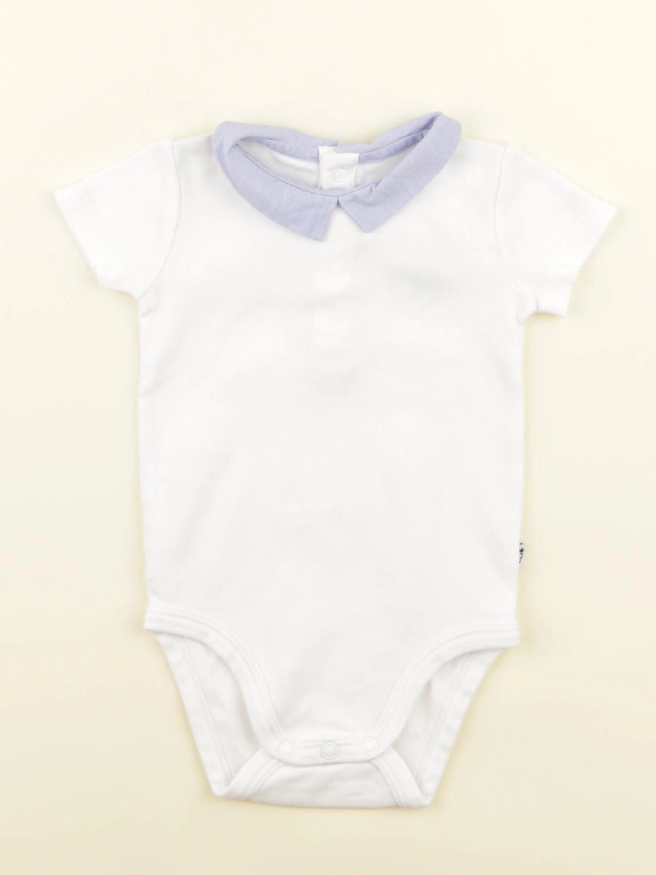 Jacadi - body à col blanc, bleu - 3 mois