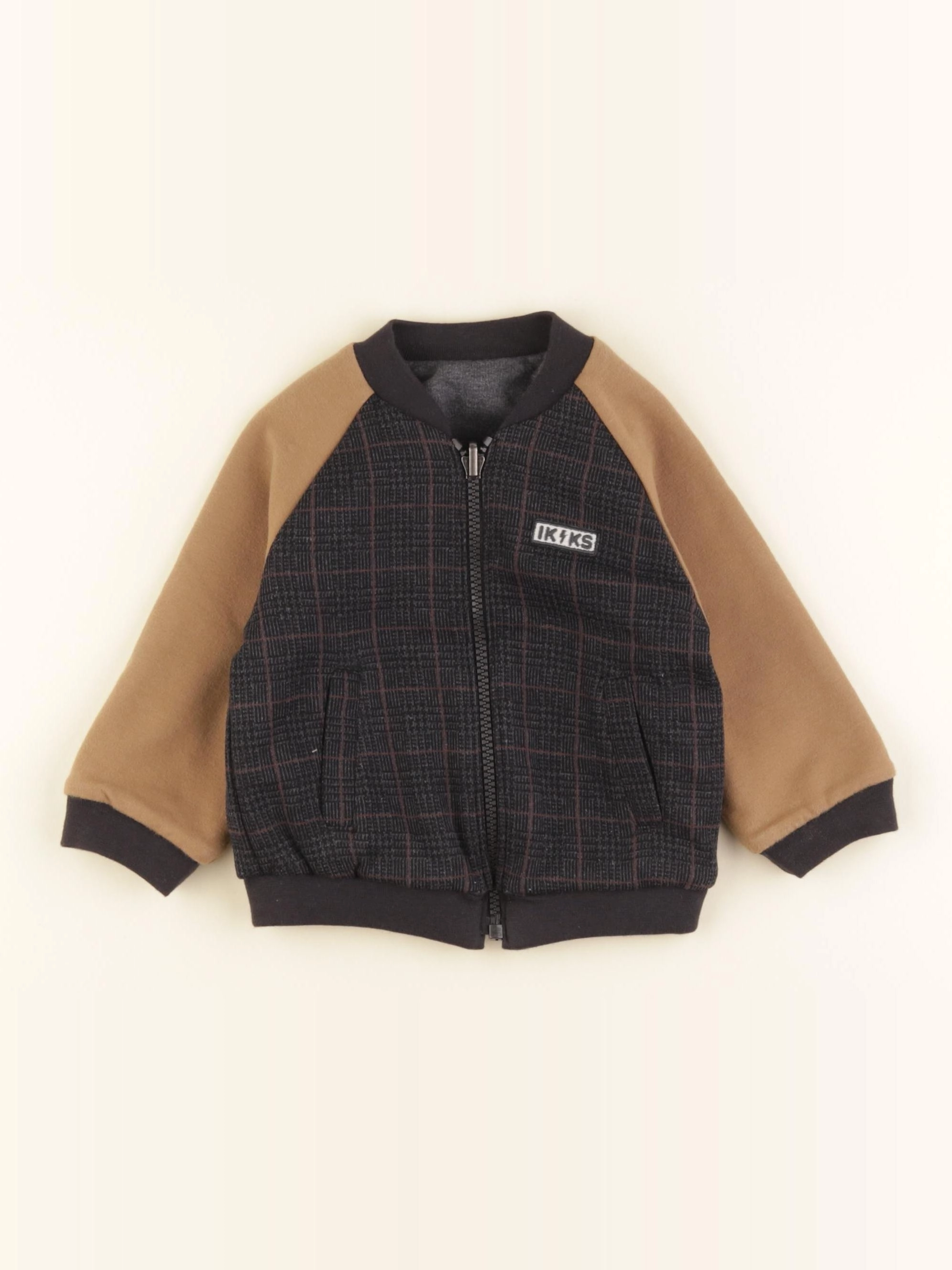 IKKS - veste réversible marron, gris - 12 mois