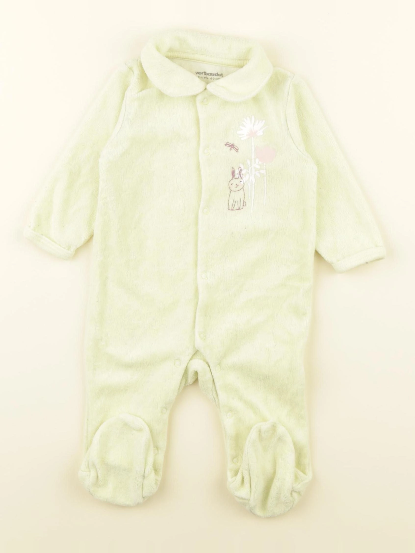 Vertbaudet - pyjama velours vert - 3 mois