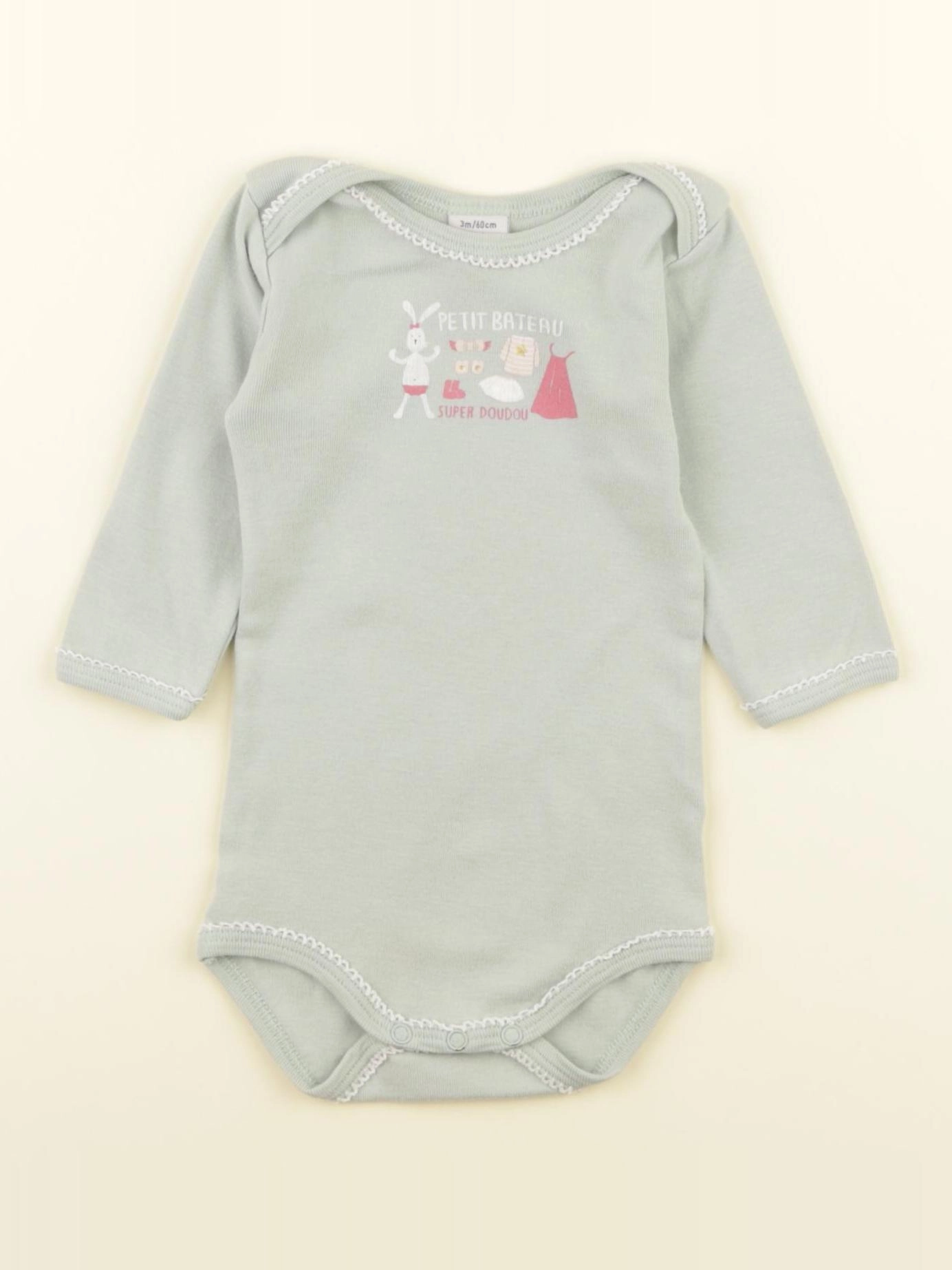 Petit Bateau - body vert - 3 mois