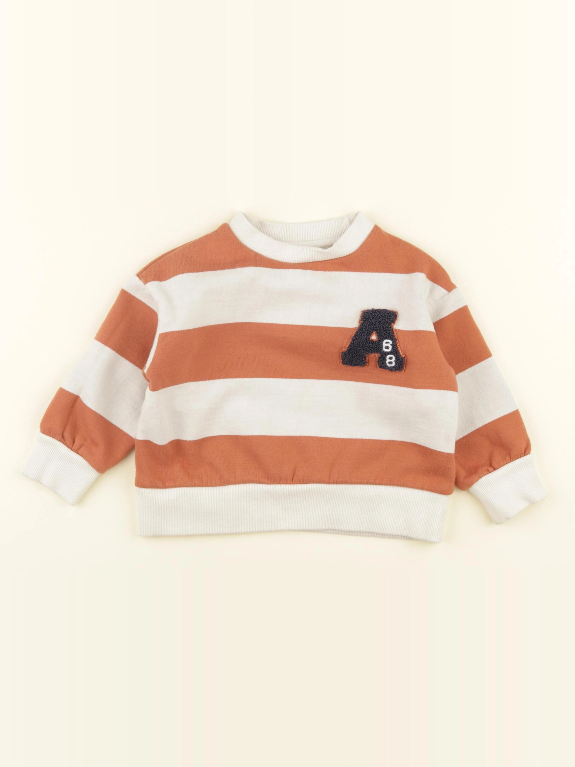 Vertbaudet - sweat marron, blanc - 3 ans