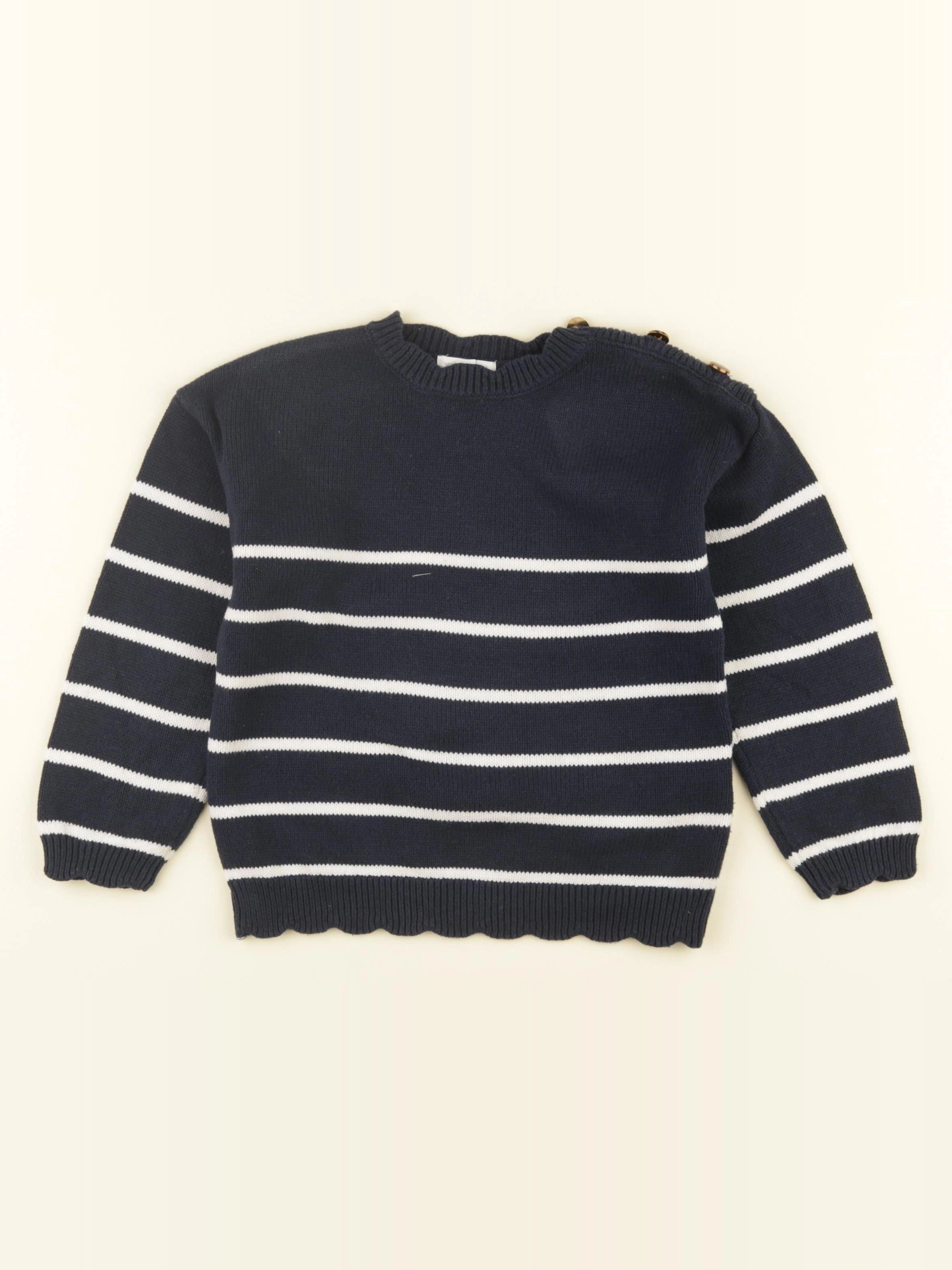 Vertbaudet - pull bleu, blanc - 6 ans