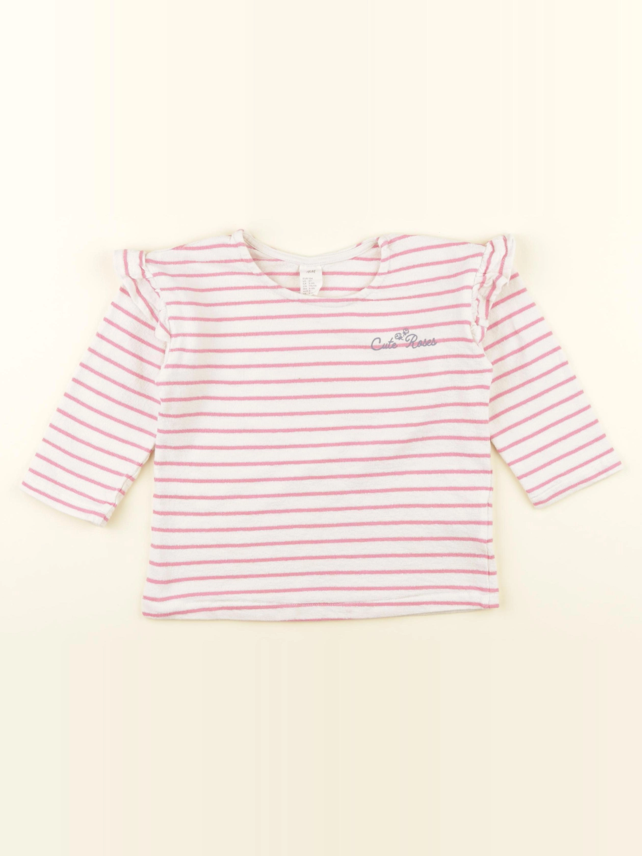 H&M - tee-shirt rose - 3/4 ans