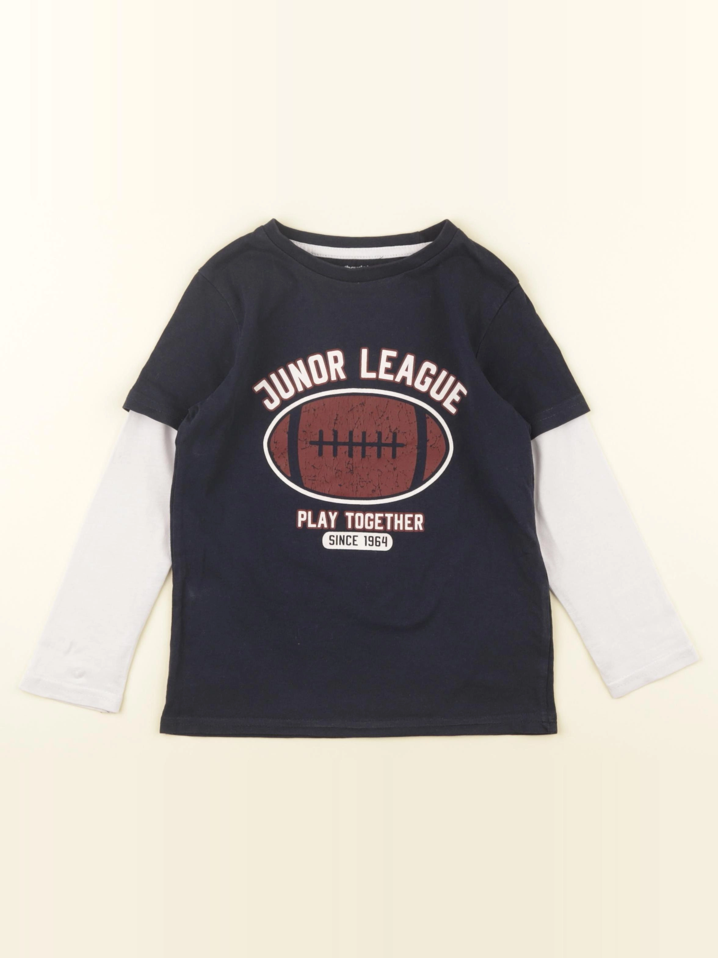 Vertbaudet - tee-shirt bleu, blanc - 5 ans