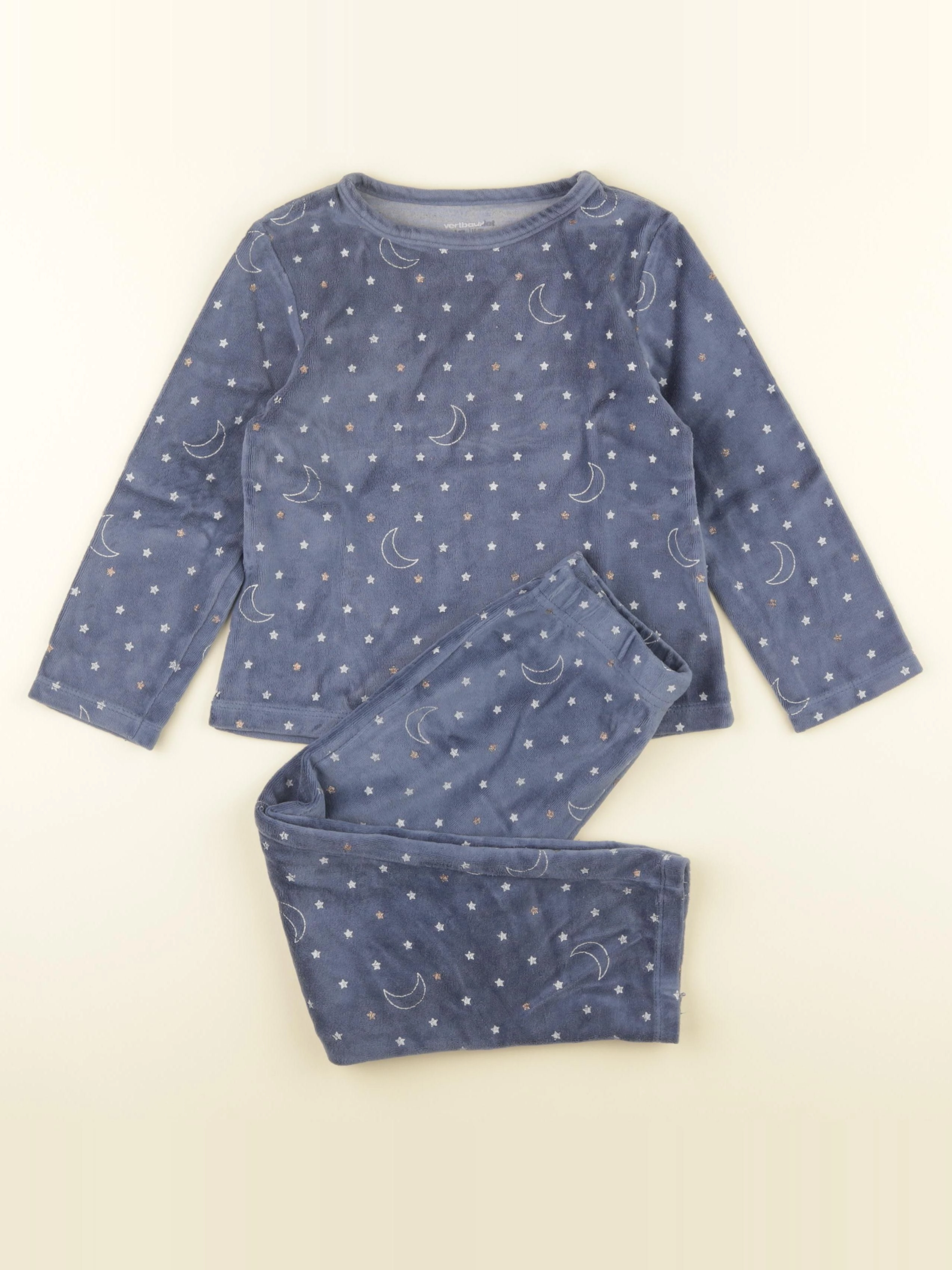 Vertbaudet - pyjama velours bleu - 5 ans