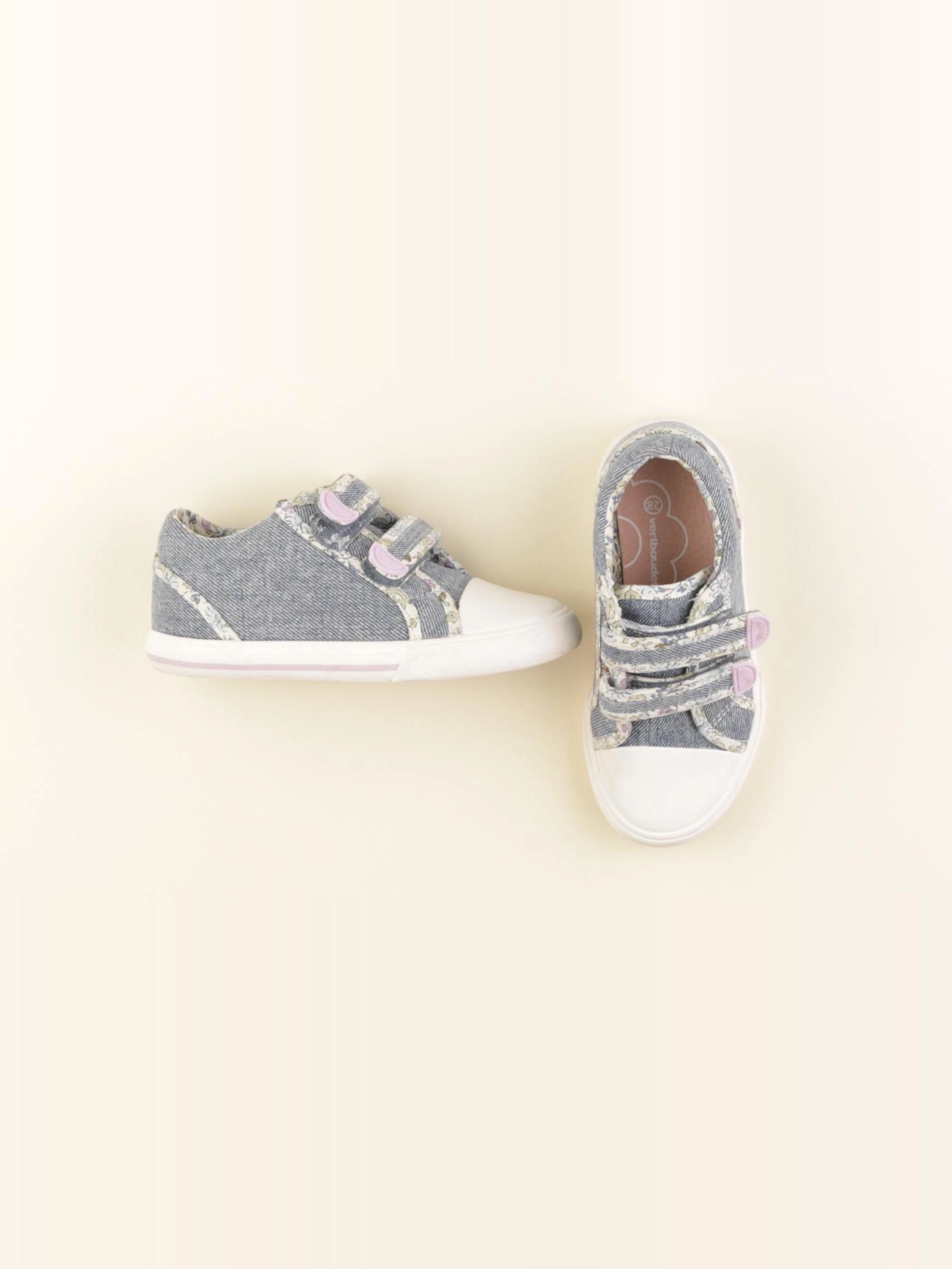 Vertbaudet - tennis à scratch/ lacets bleu - pointure 28