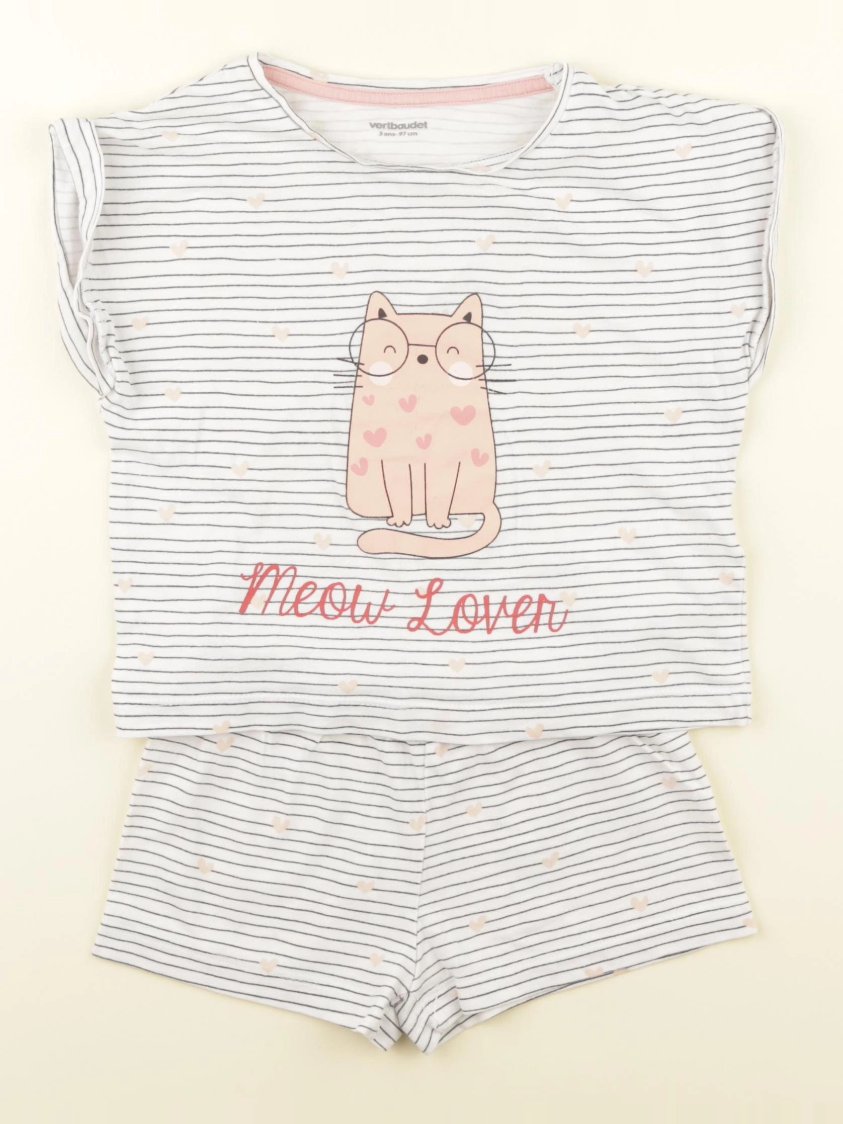 Vertbaudet - pyjama coton blanc - 3 ans