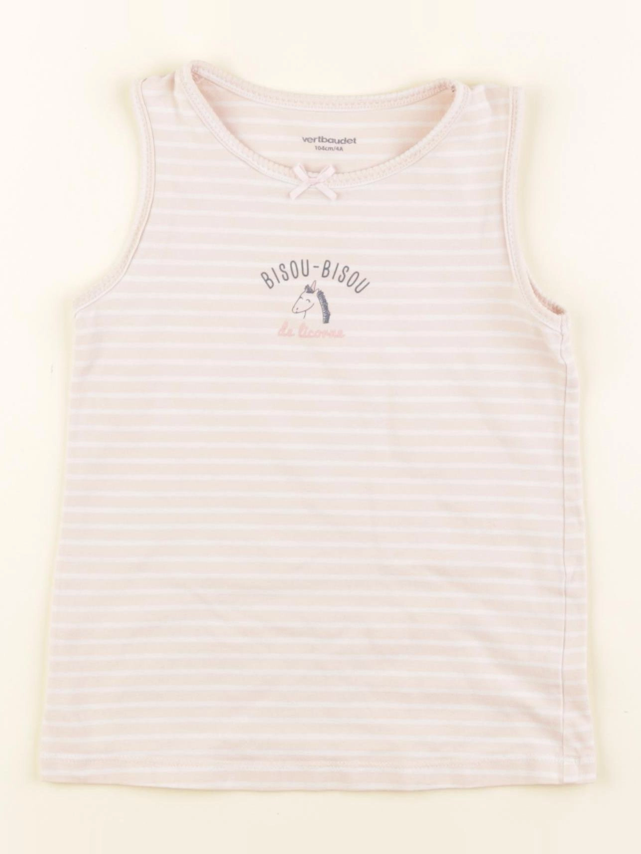 Vertbaudet - maillot de corps blanc, rose - 4 ans