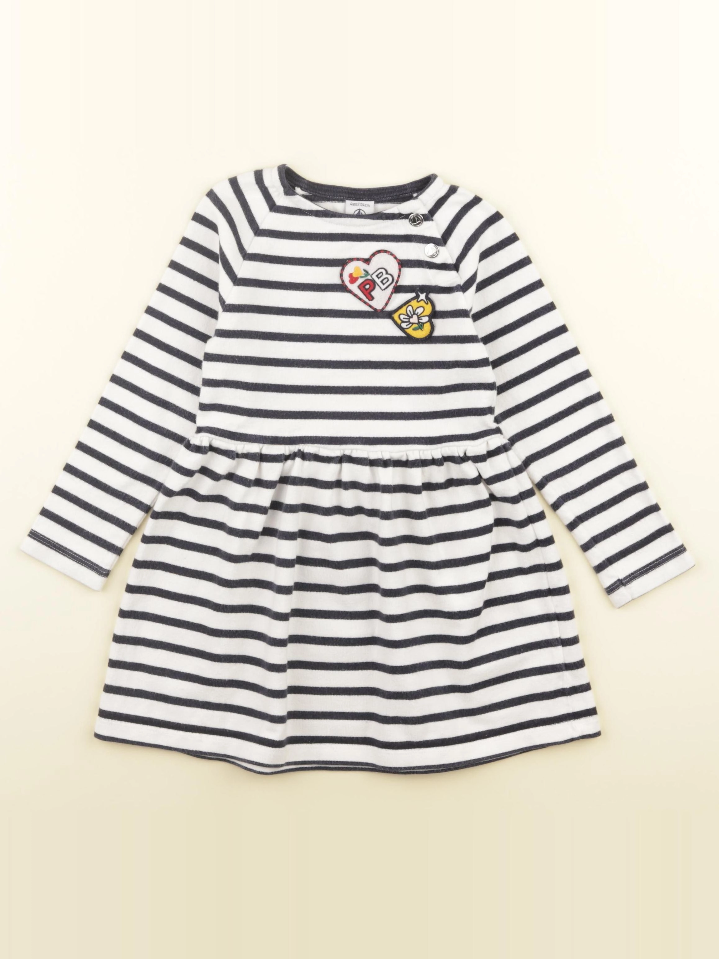 Petit Bateau - robe blanc, bleu - 4 ans
