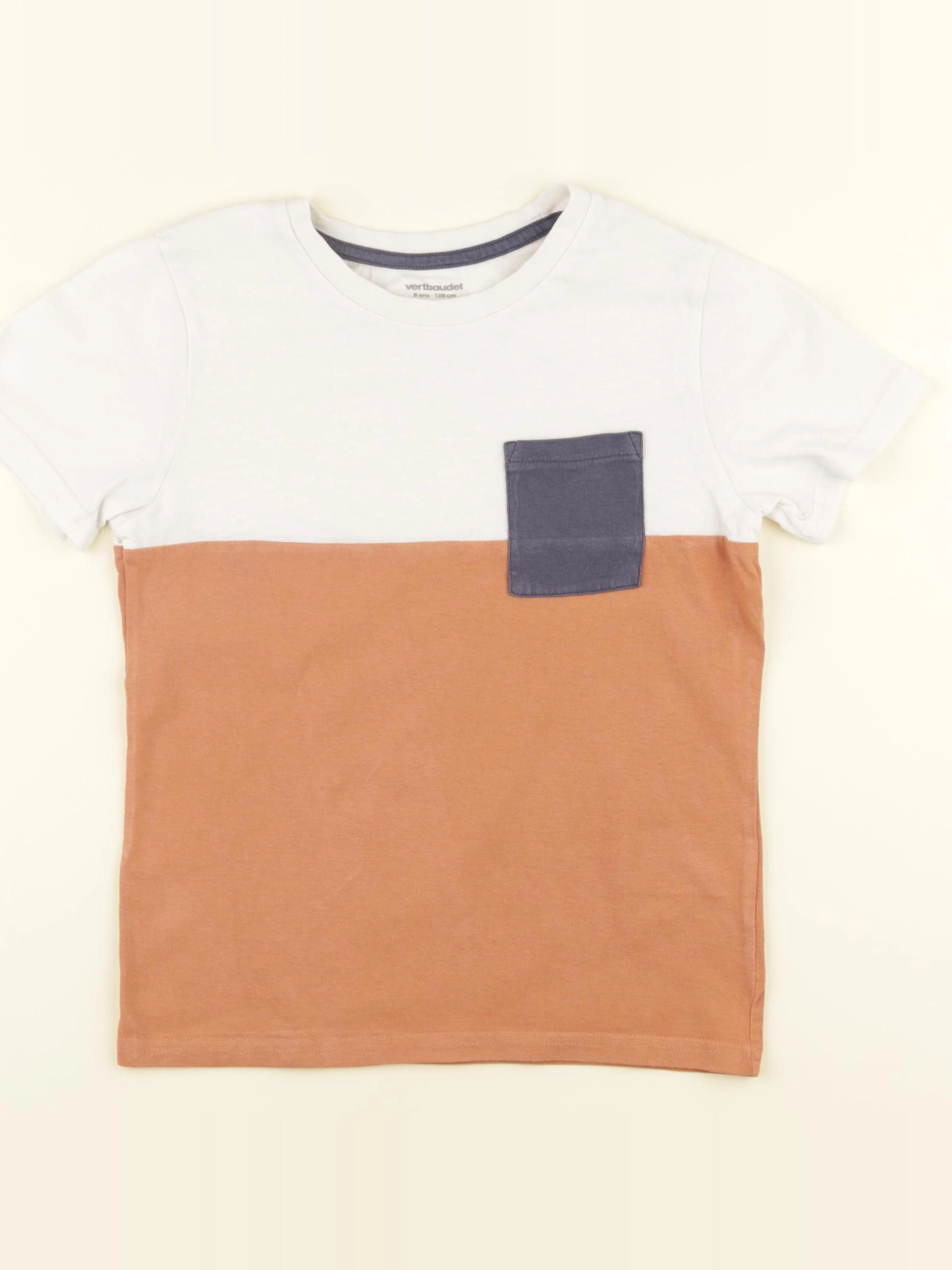 Vertbaudet - tee-shirt beige - 8 ans