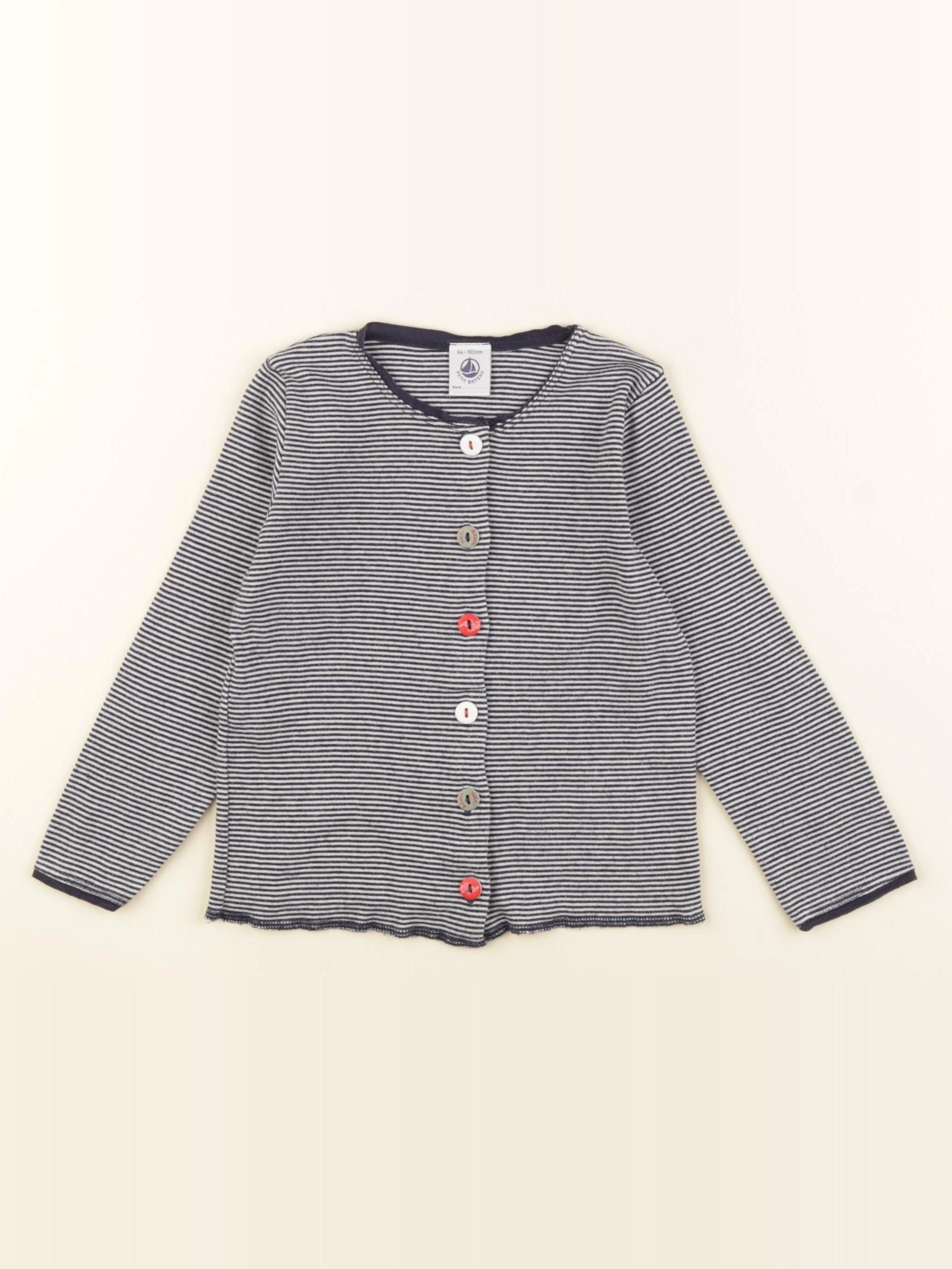 Petit Bateau - tee-shirt blanc, bleu - 4 ans