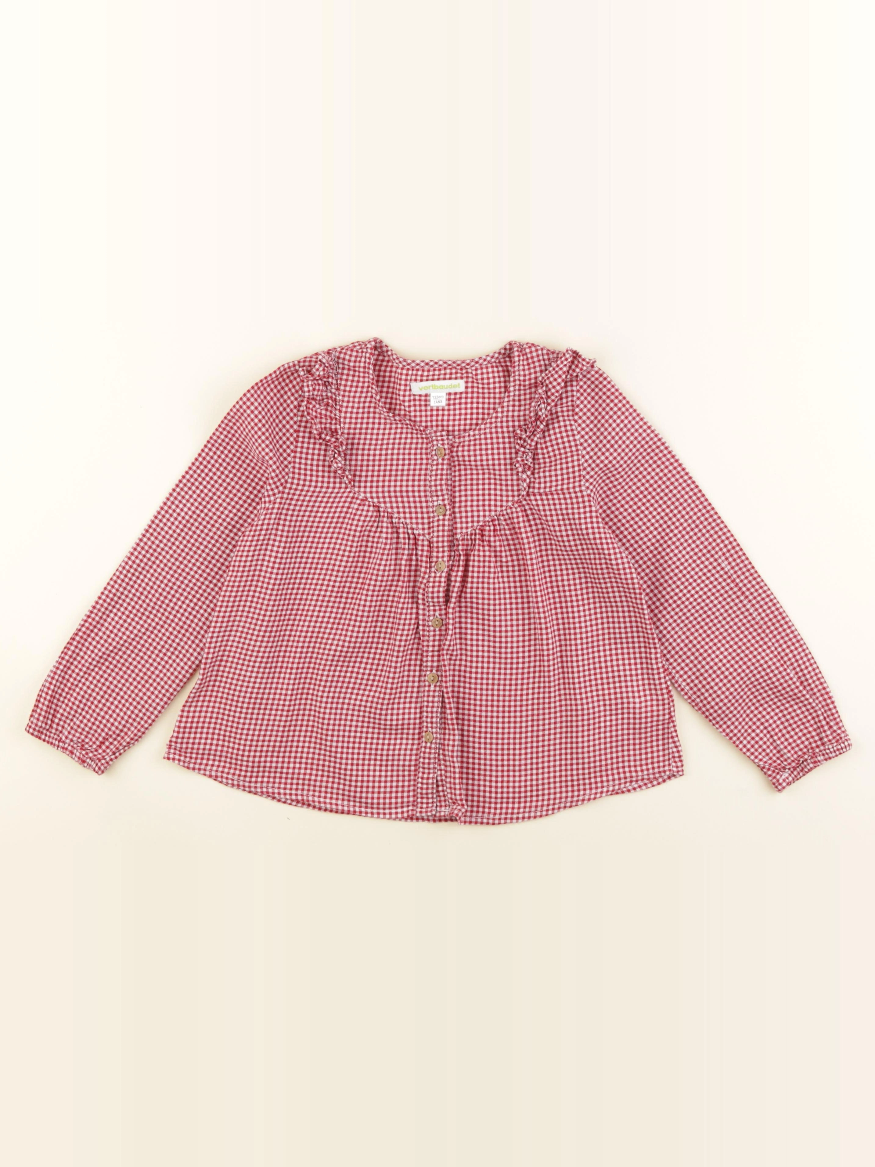 Vertbaudet - chemise blanc, rouge - 7 ans