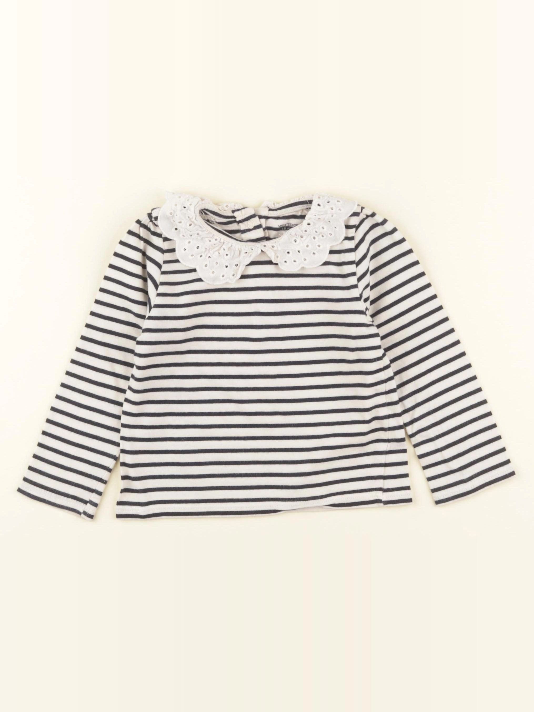 Vertbaudet - tee-shirt noir, blanc - 18 mois