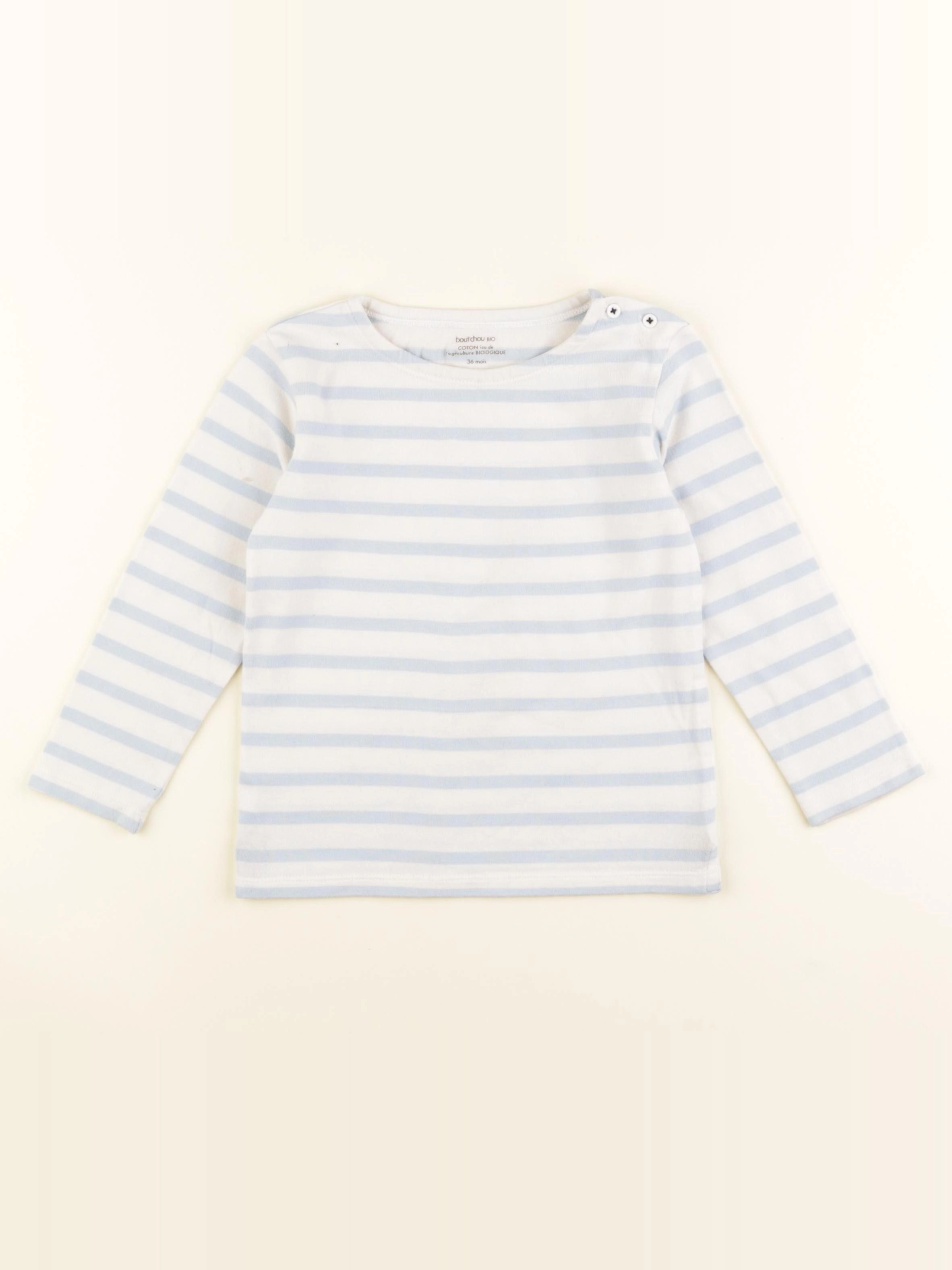 Boutchou - tee-shirt blanc, bleu - 36 mois