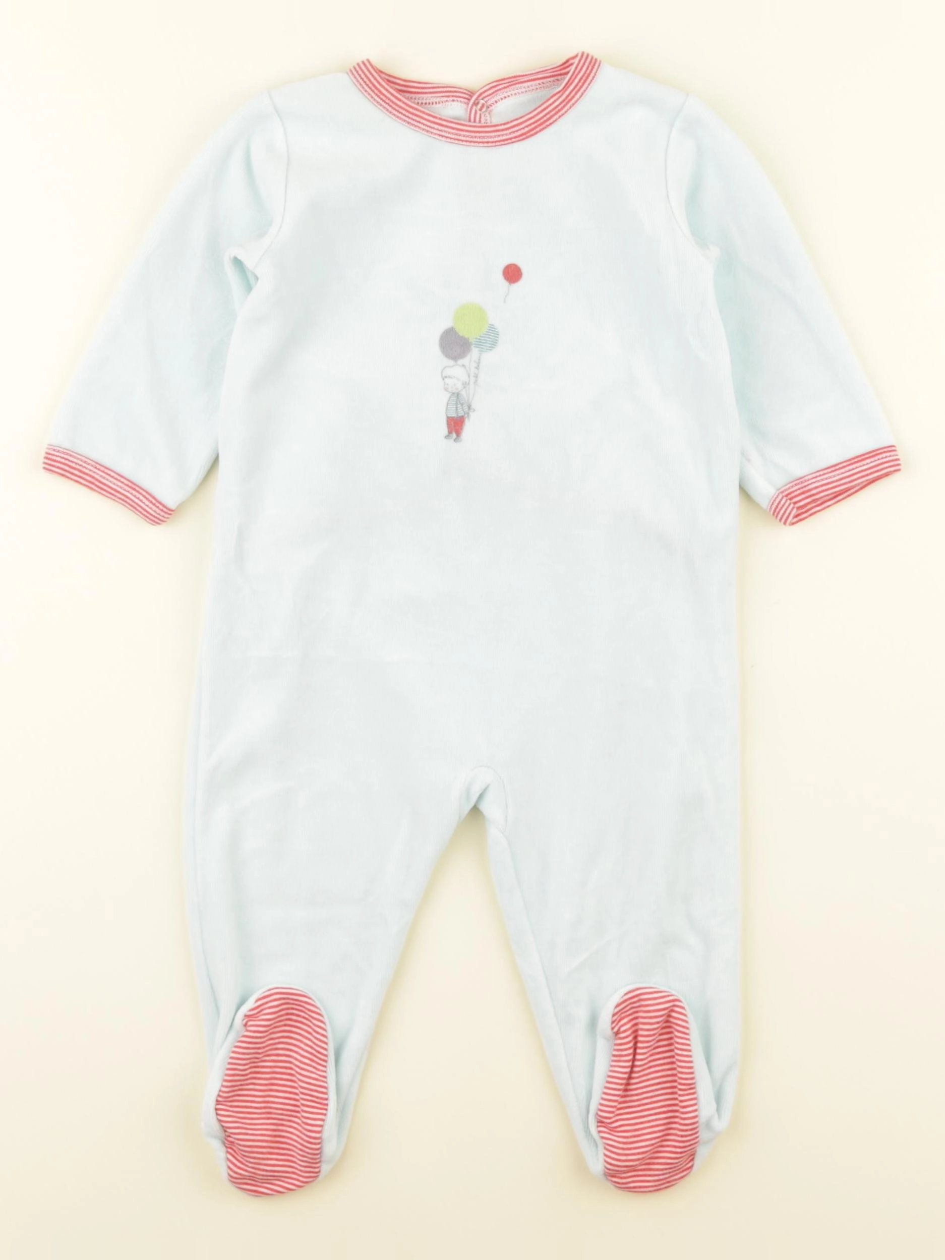 Petit Bateau - pyjama velours bleu - 9 mois